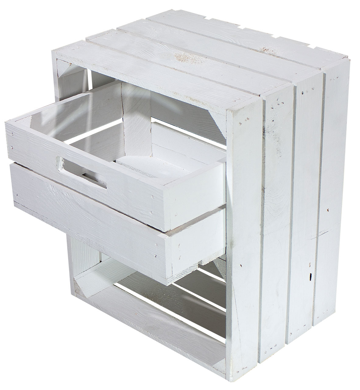 Weiße Regalkiste -quer- mit Schublade 50x40x30cm 3 weiße Regalkisten -quer- mit Schublade 50x40x30cm