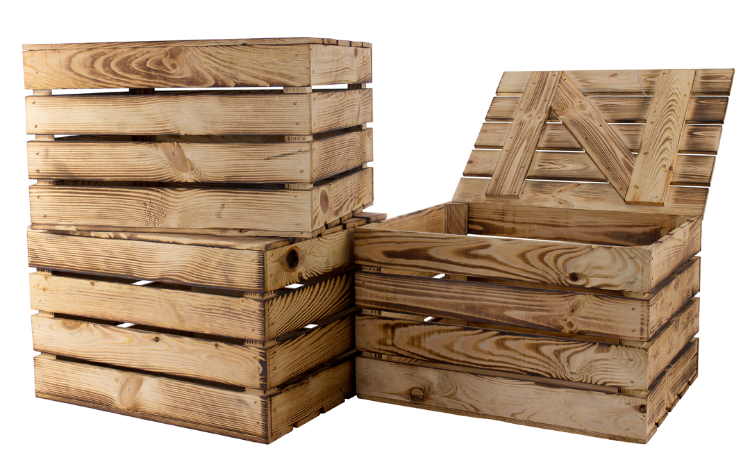 Neue Holztruhe geflammt *klein* 48x36x30cm Neue Holztruhe geflammt *klein* 48x36x30cm