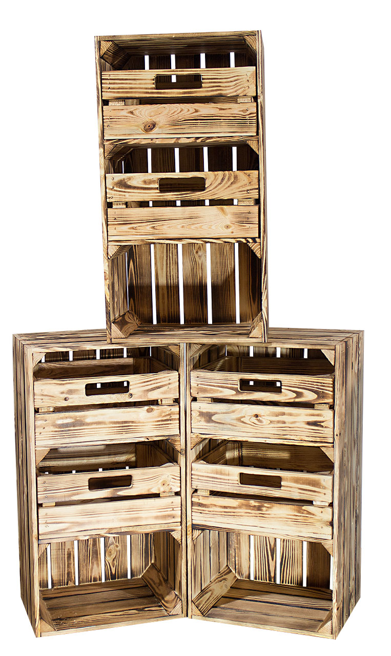 Geflammte schmale Regalkiste mit Schublade 68x40x31cm 2x Geflammte schmale Regalkiste mit Schublade