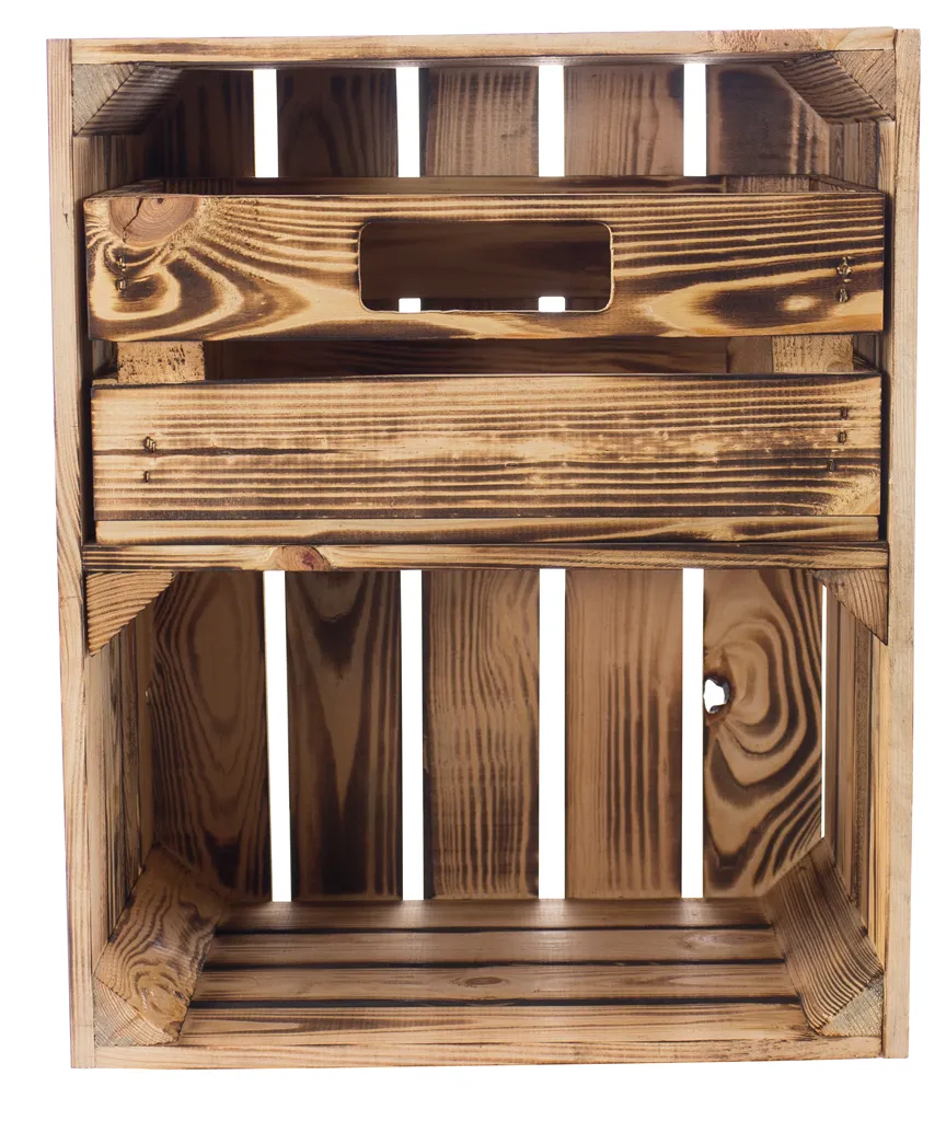 Geflammte Regalkiste -quer- mit Schublade 50x40x30cm