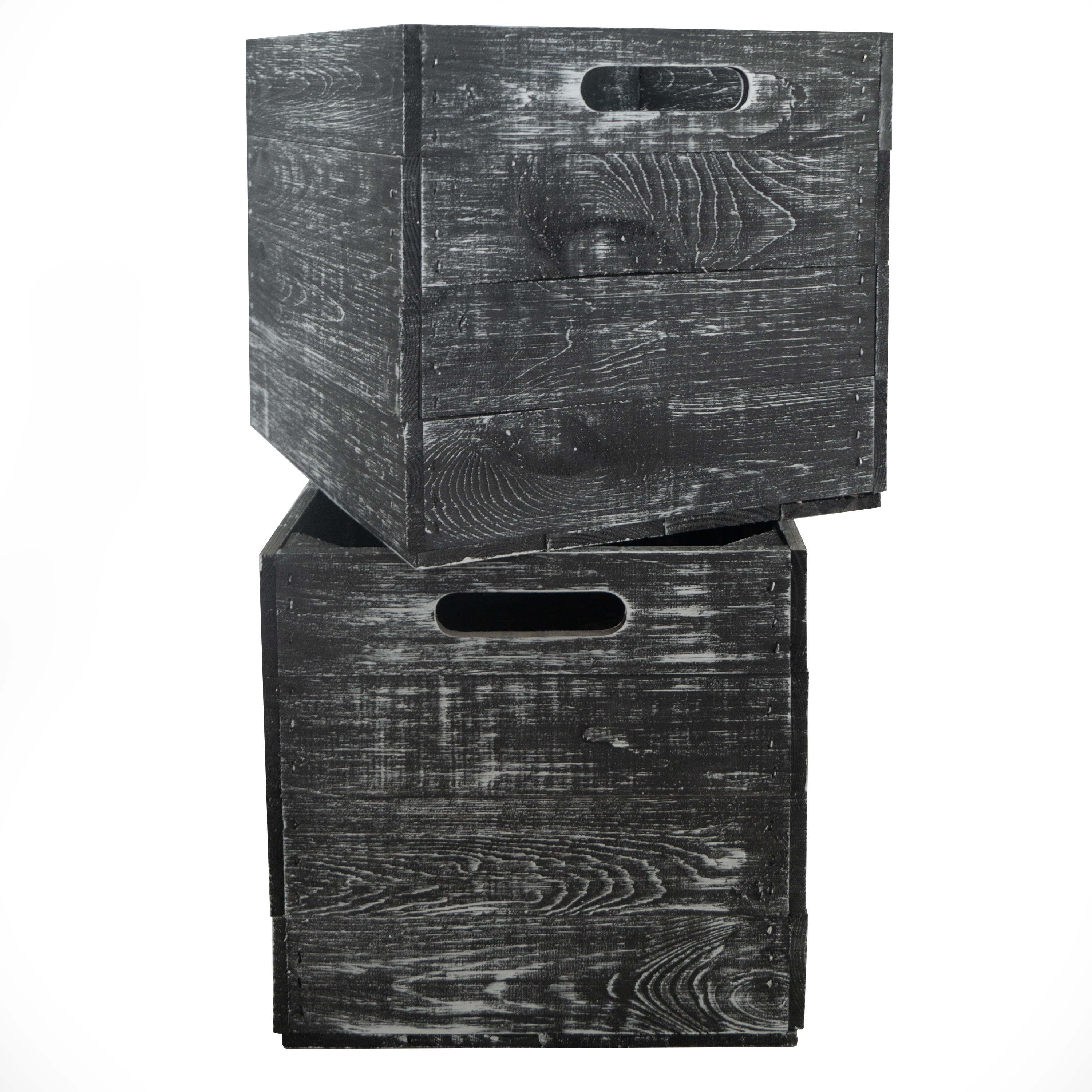 4er Set - Holzkiste "shabby schwarz" 33x37,5x32,5cm