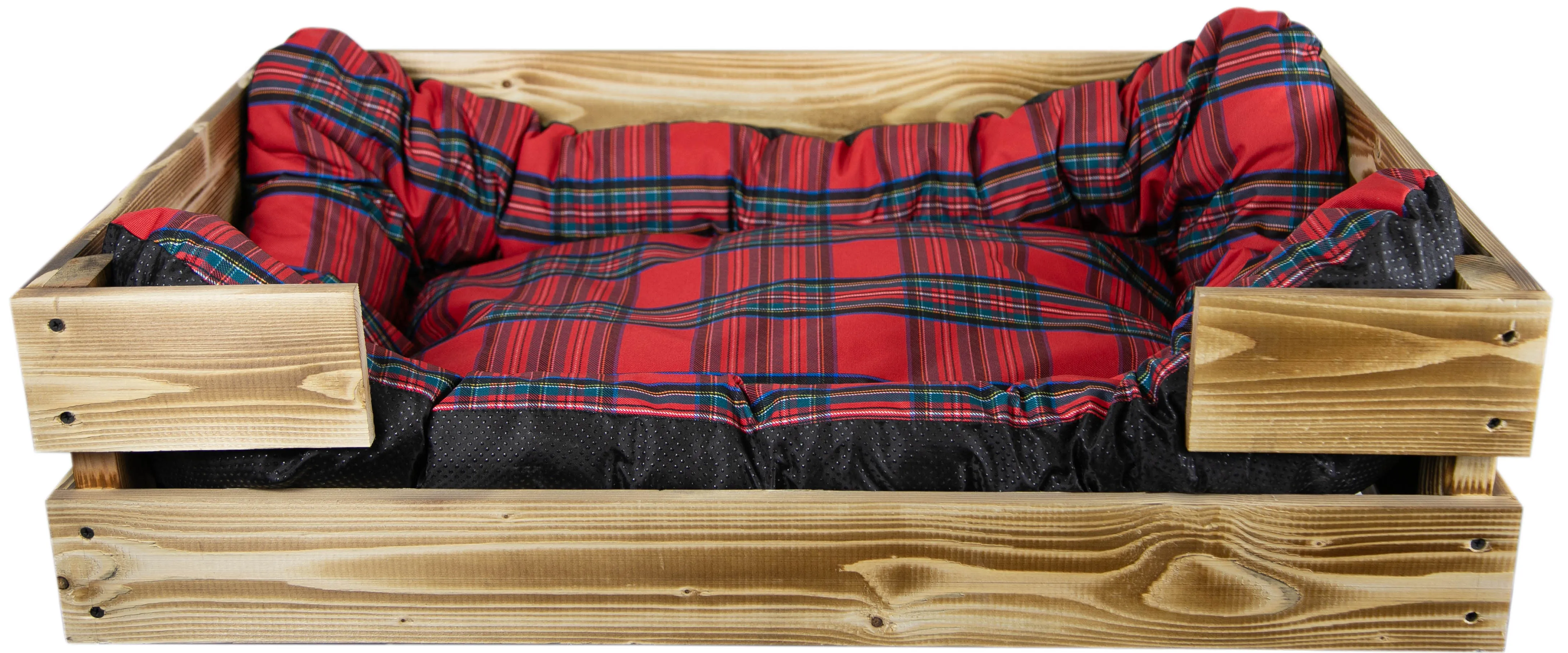 Hundebett Rocky geflammt optional mit Kissen 80x50x21cm Rot