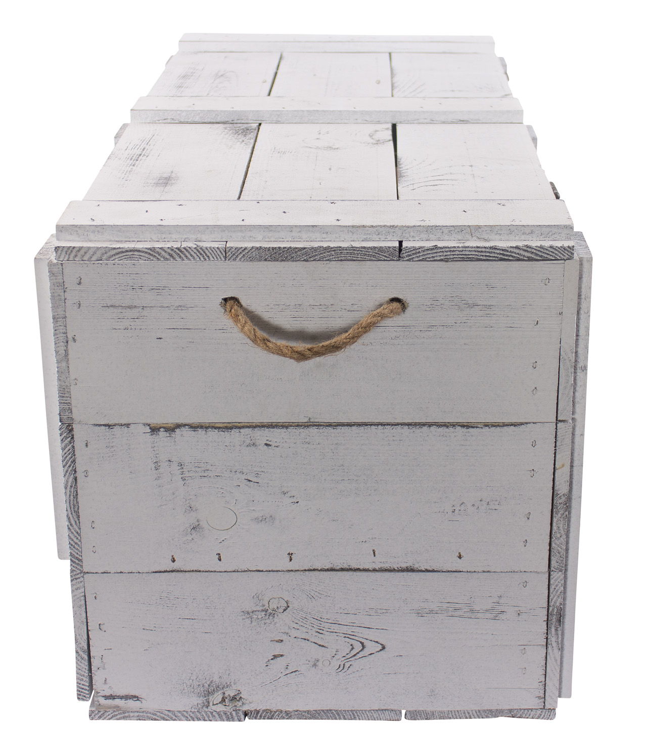 XXL Holztruhe Shabby mit 2 Schubladen und Kordel 85 x 39 x 40 cm