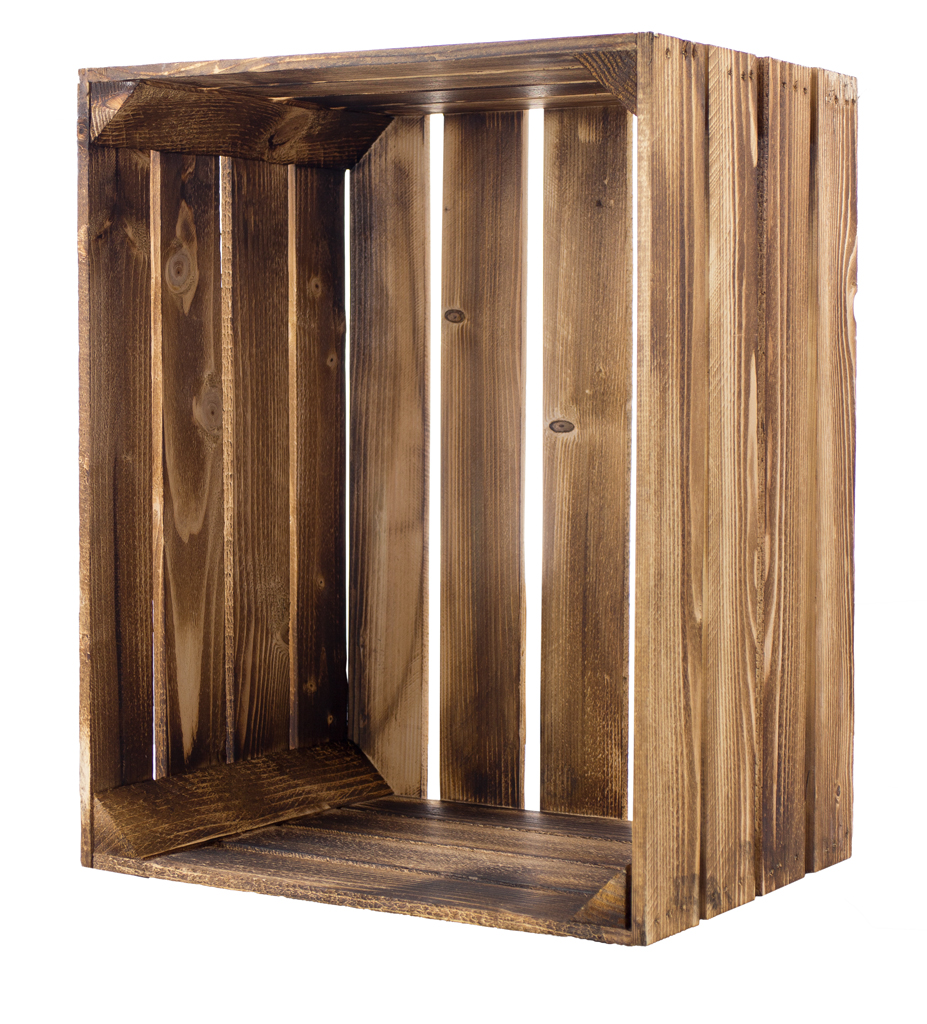 Neue geflammte Apfelkiste im Vintage Design 50x40x30cm Obstkisten gebraucht & flambiert "ANKER" 50x40x30cm