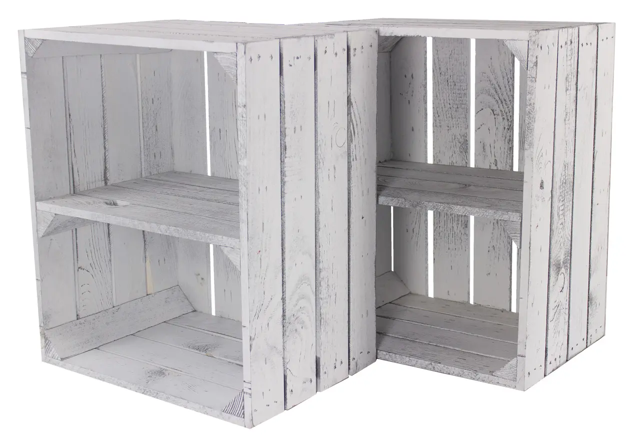 Regalkiste im Vintage Design "shabby white" quer 50x40x30cm