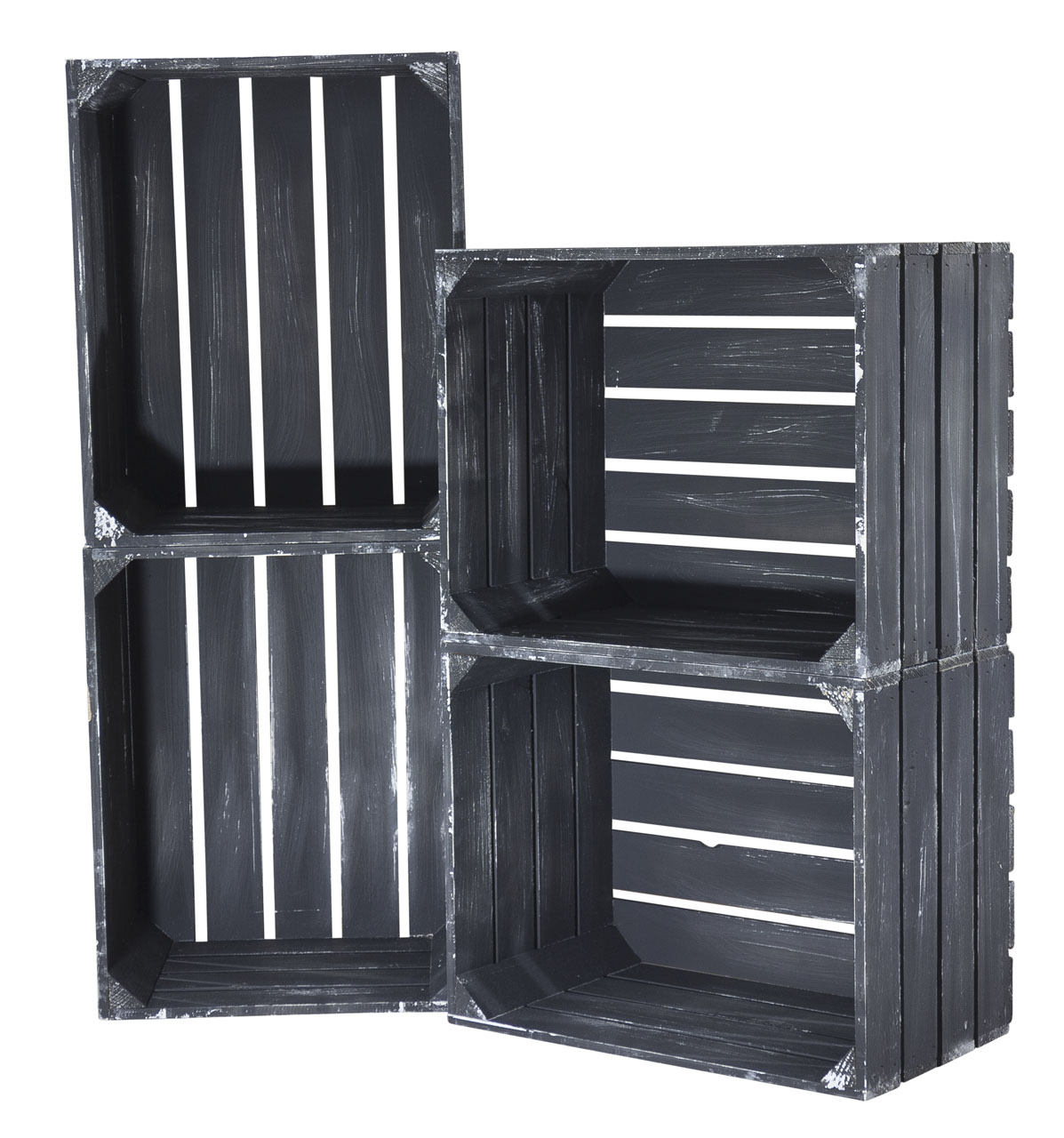 Holzkiste Shabby Schwarz 50x40x30cm
