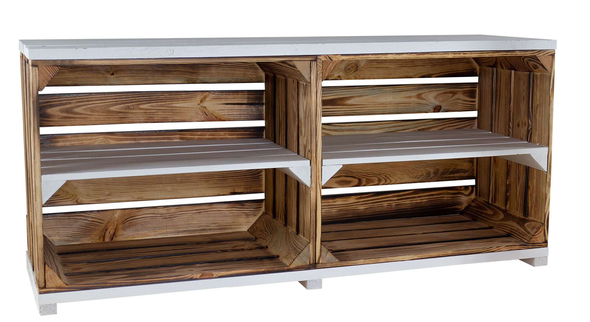 TV-Schrank aus Regalkisten auf Holzfüßen 100x30x50cm TV-Schrank aus Regalkisten auf Holzfüßen 100x30x50cm