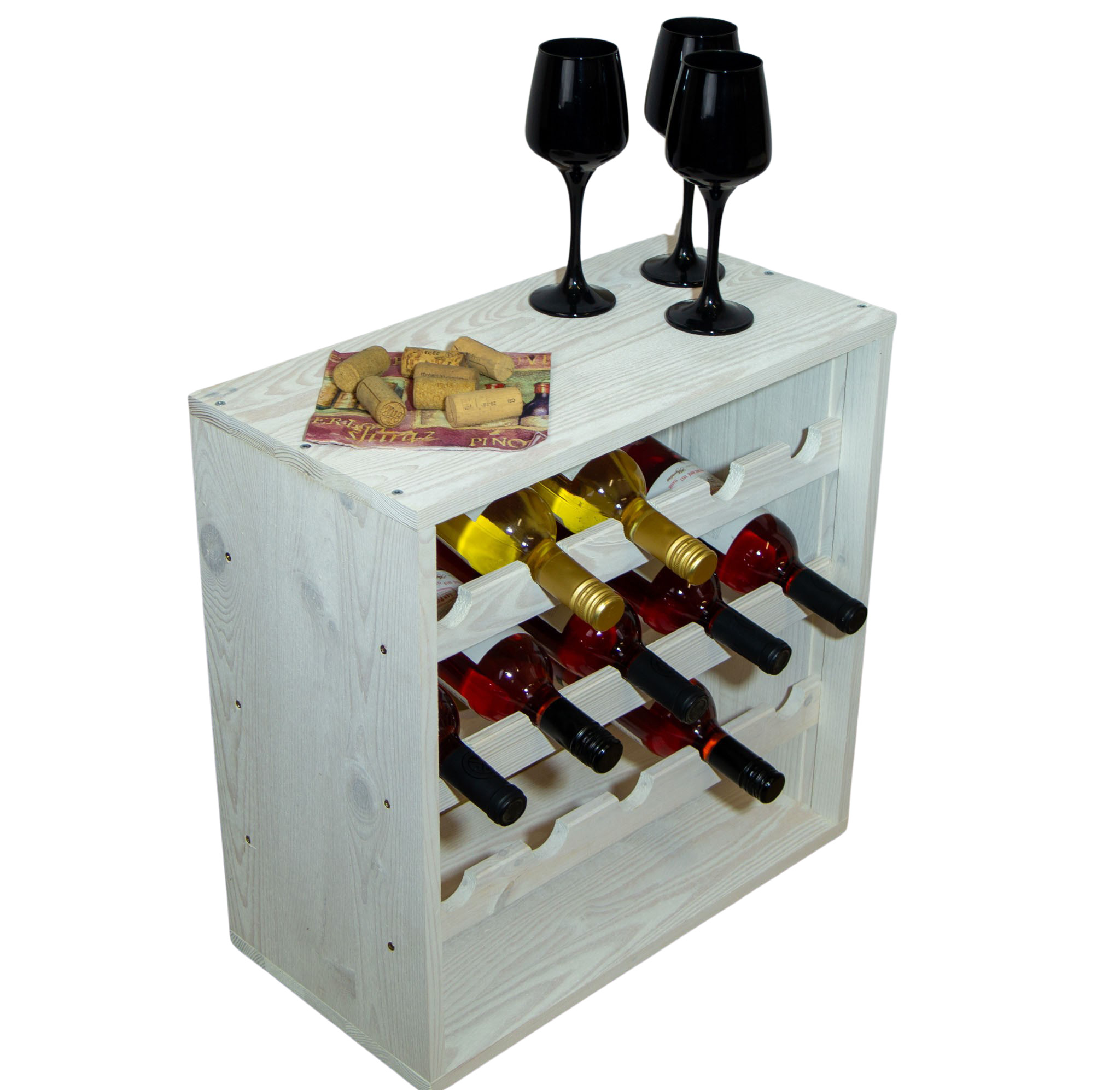 Flaschenregal für 15 Flaschen in weiß Weinschrank Weinständer Weinregal bodenstehend stabil auch für Gastronomie