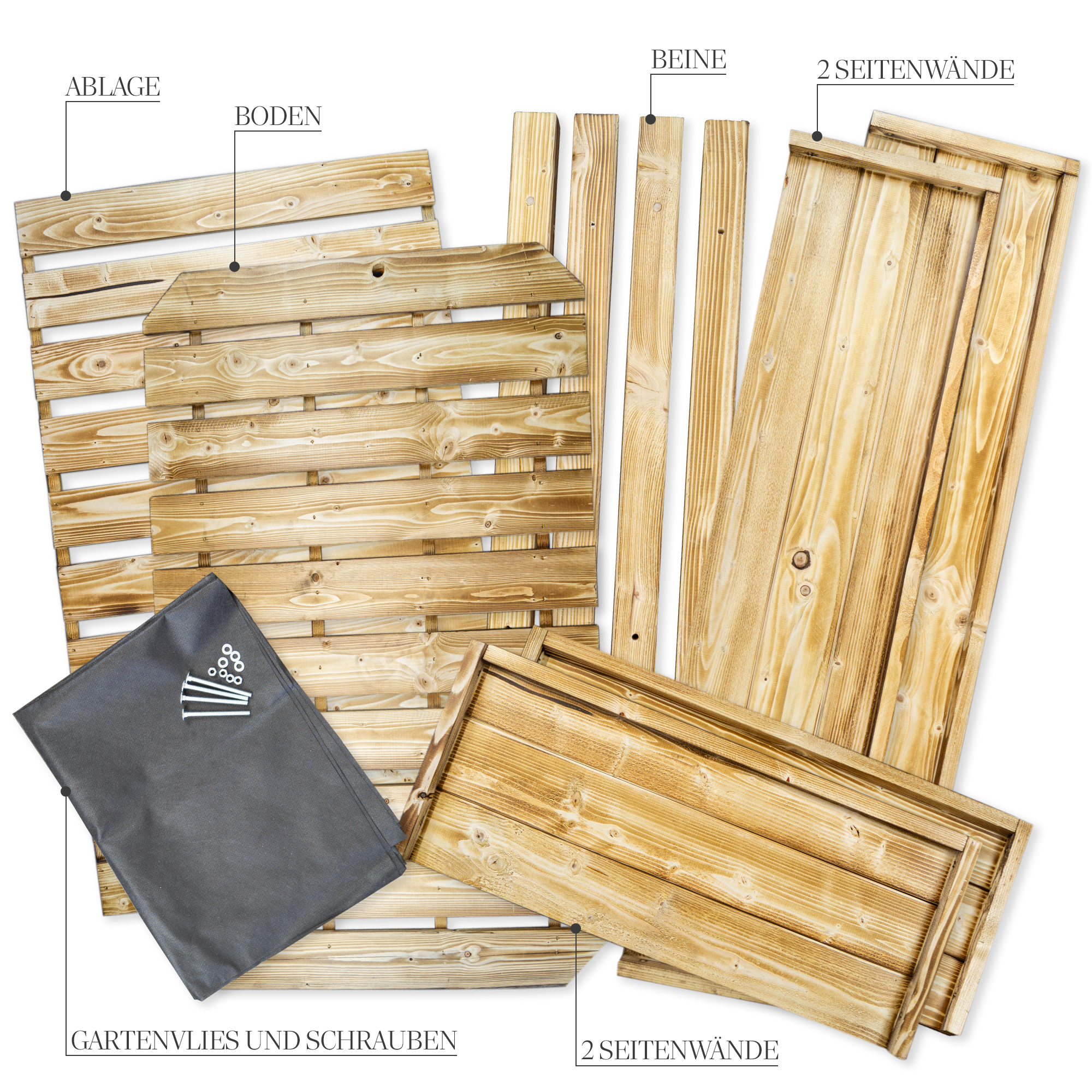 Hochbeet XL 118x79x78cm Geflammt Hochbeet XL 118x79x78cm Geflammt