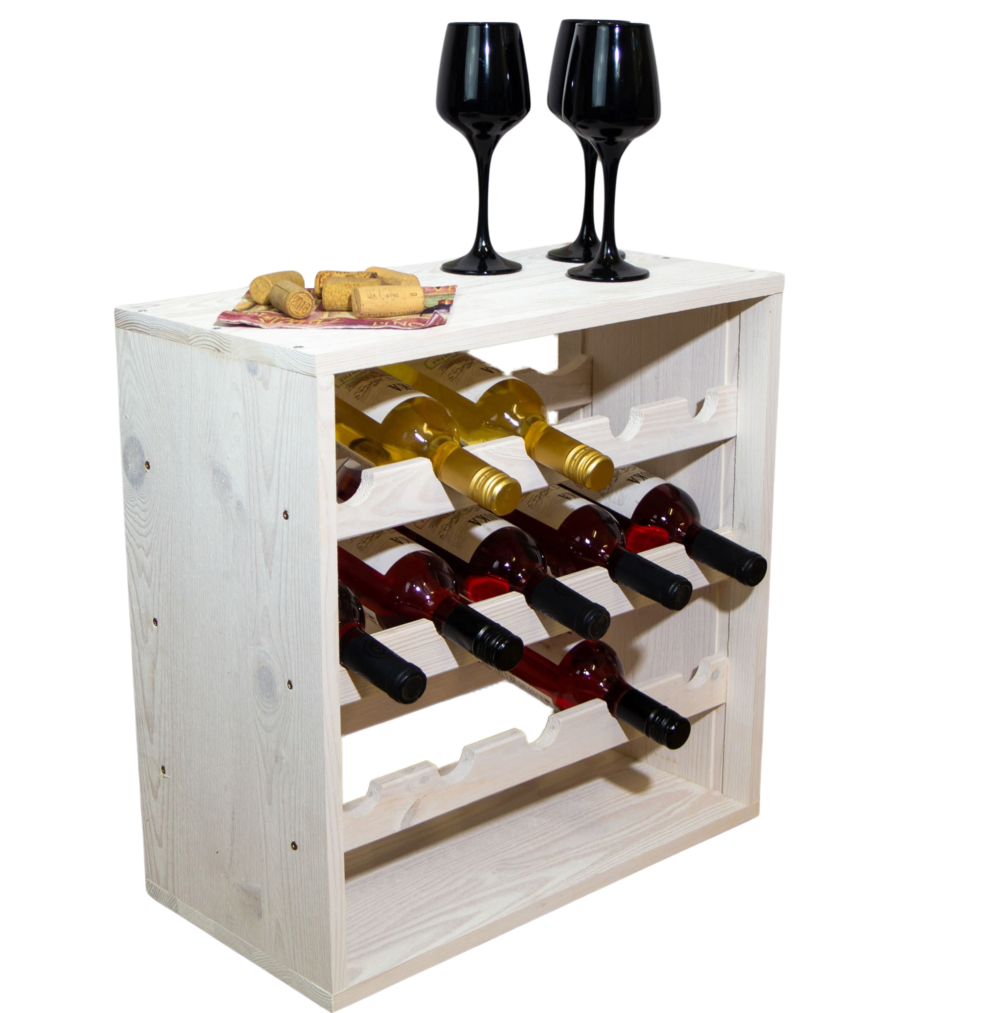 Flaschenregal für 15 Flaschen in weiß Weinschrank Weinständer Weinregal bodenstehend stabil auch für Gastronomie