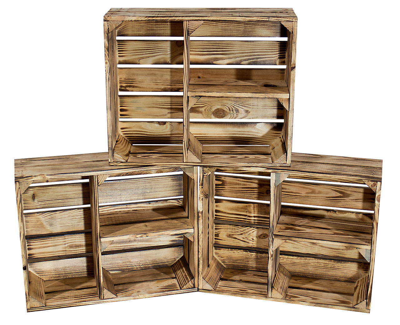 Flache geflammte Kiste mit T Trenner 50x40x15cm 6x Flache geflammte Kiste mit T Trenner