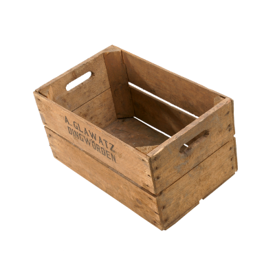 4er Set - B-Ware Alte Birnenkiste mit zwei Seitenbrettern 49x30x28cm