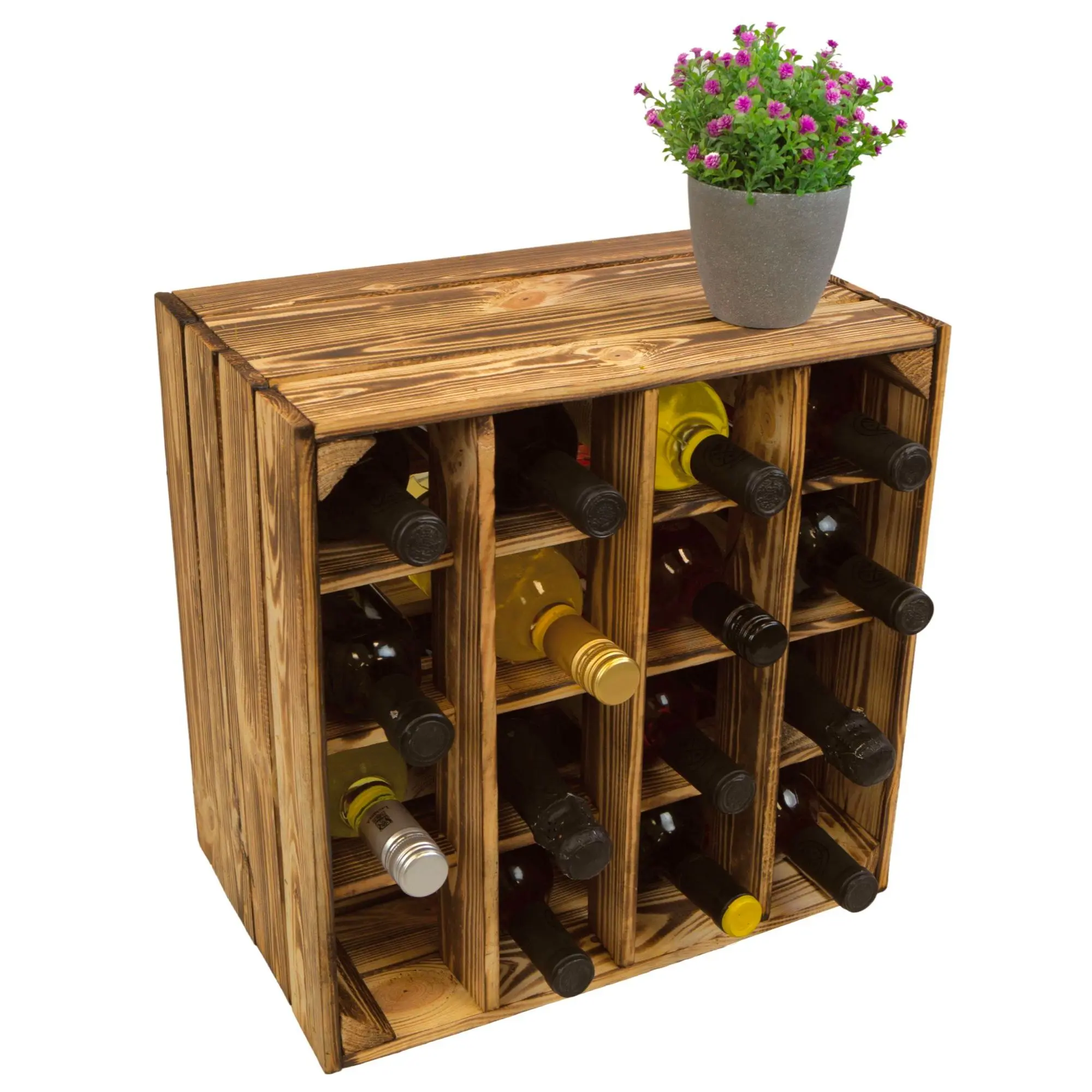 Weinregal "16er" mit geflammter Einlage 40x40x27cm