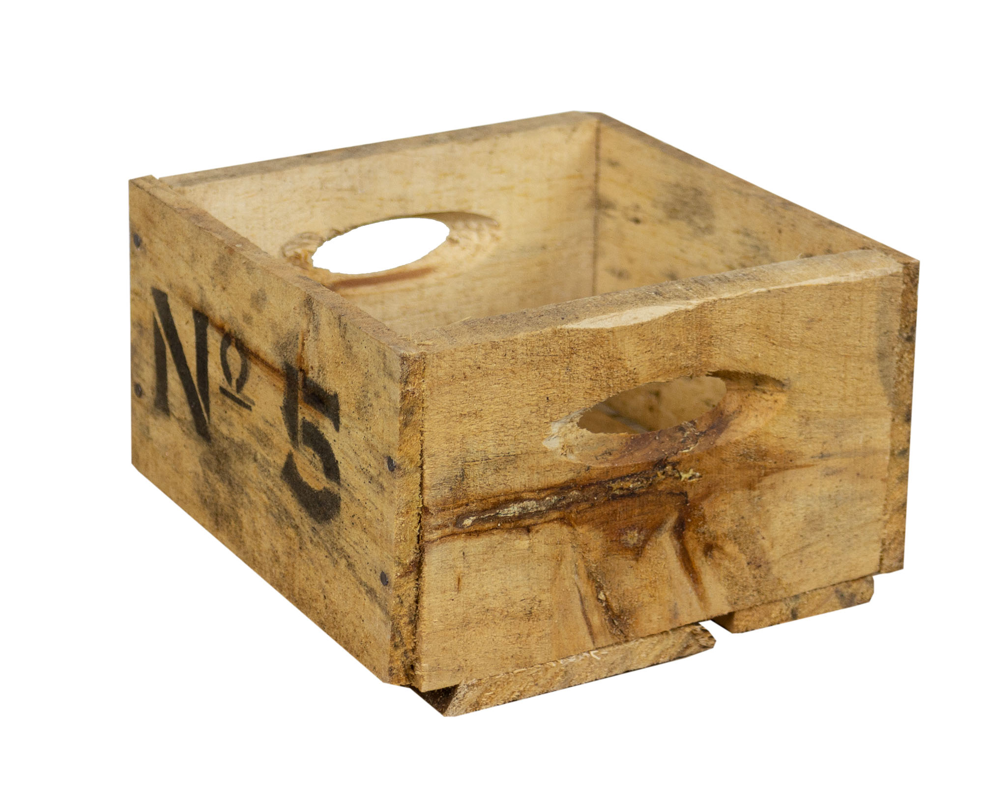 Alte Holzkiste mit Aufdruck No5 18,5x17,5x11cm (S)