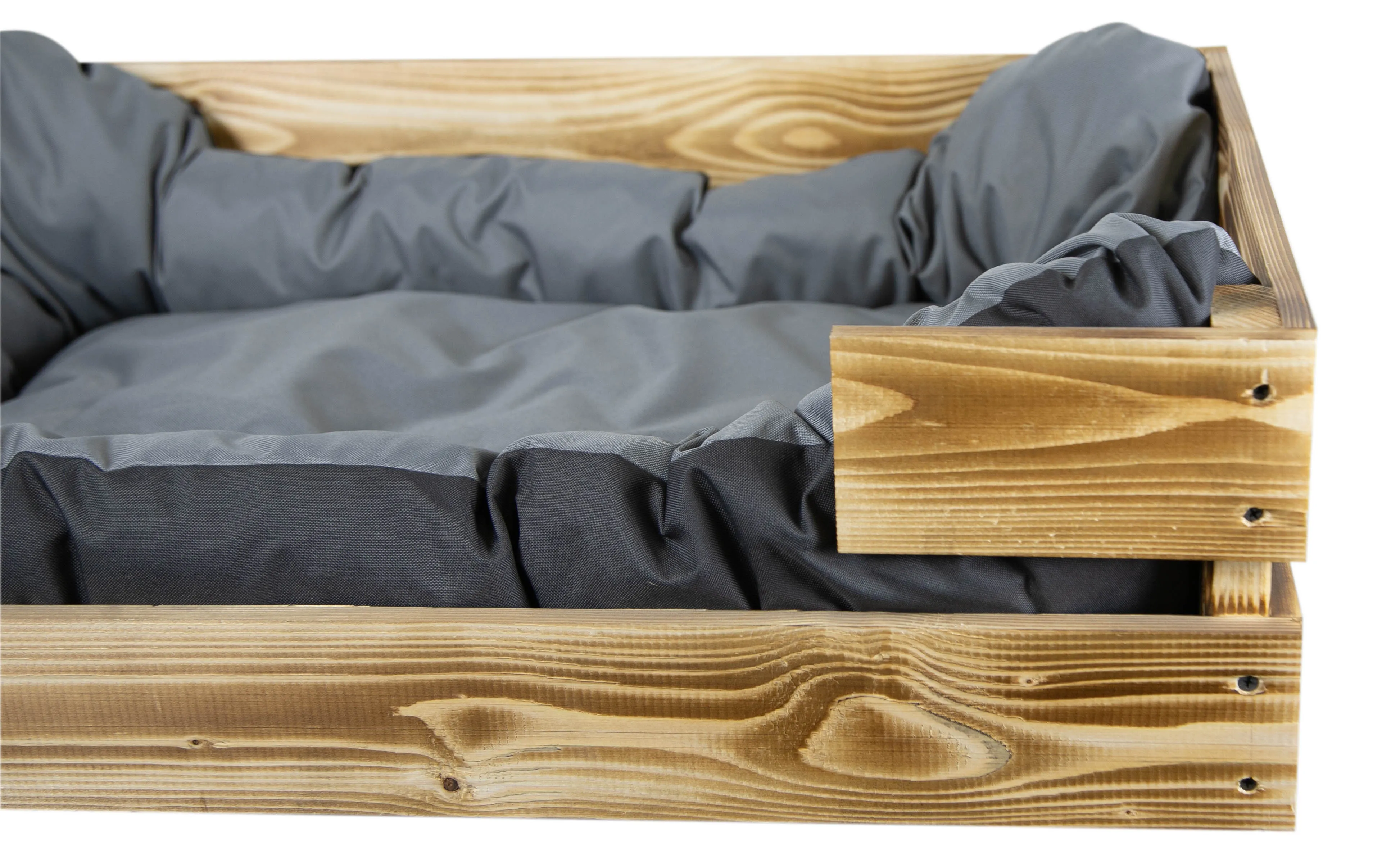 Hundebett Rocky geflammt optional mit Kissen 80x50x21cm Grau