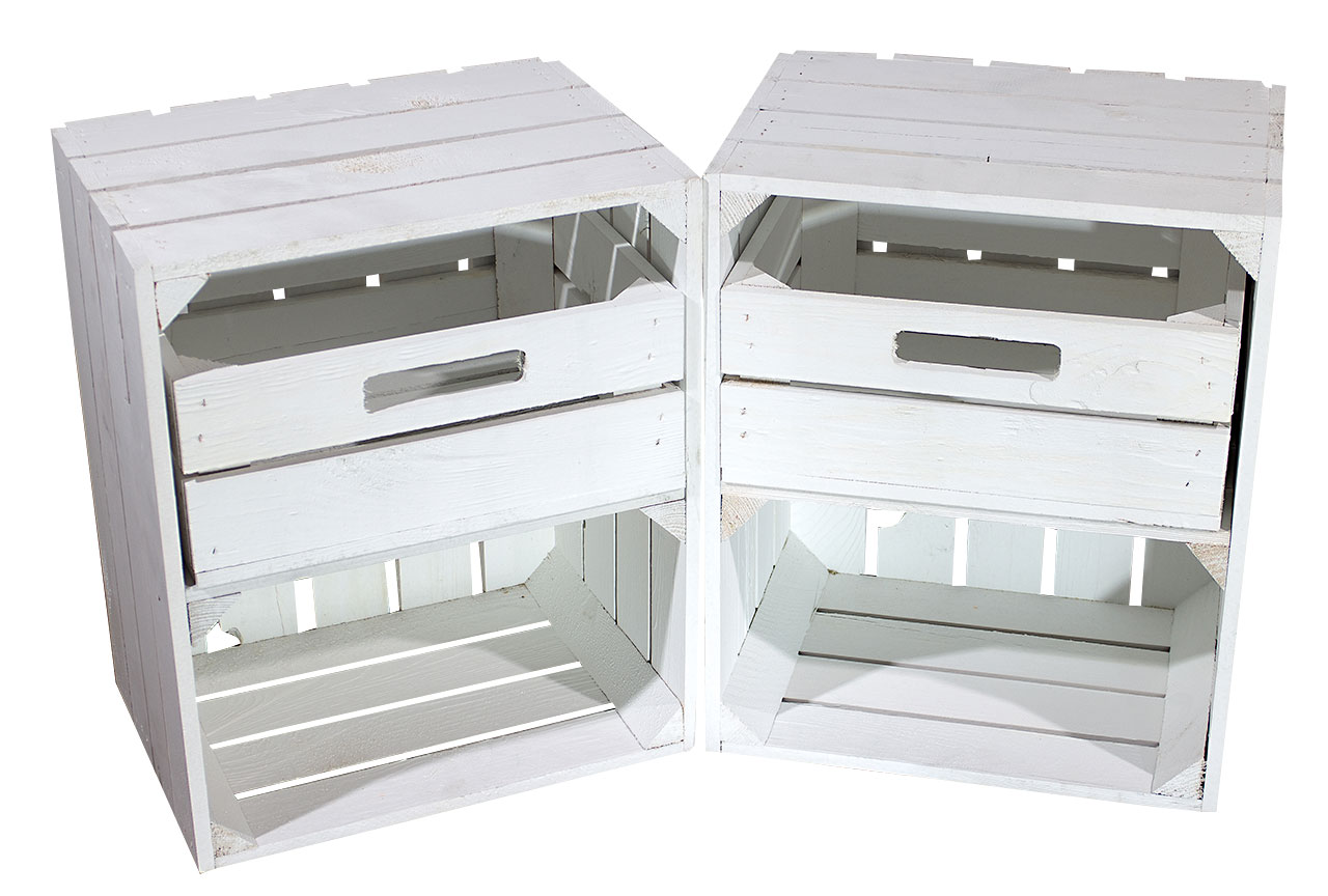 3 weiße Regalkisten -quer- mit Schublade 50x40x30cm