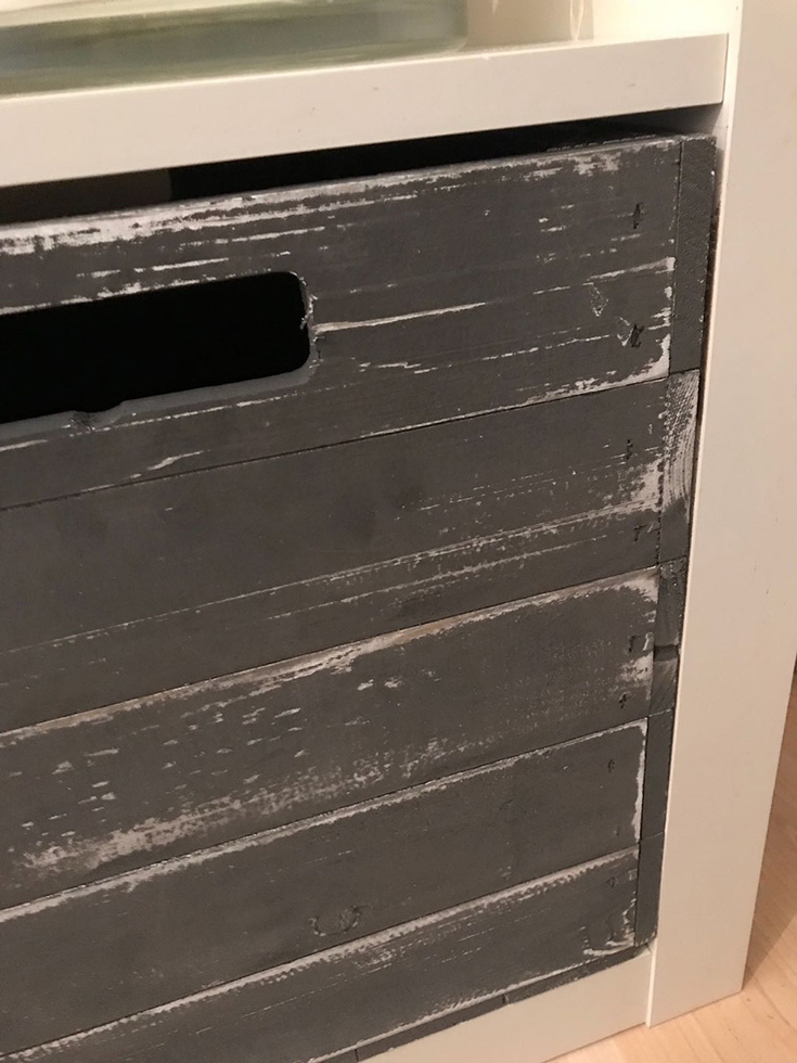 4 Stk. Holzkiste "Shabby Schwarz" für Kallax Regale 33x37,5x32,5cm