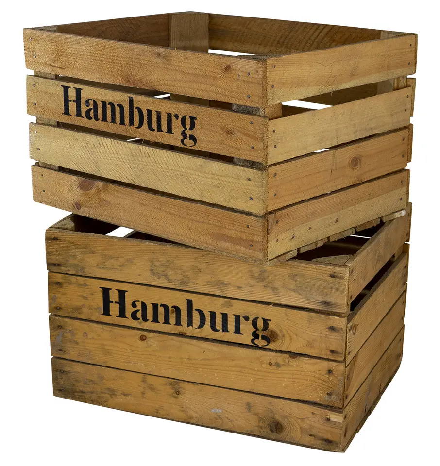 Apfelkiste mit Aufdruck "Hamburg" 50x40x30cm Apfelkiste mit Aufdruck "Hamburg" 50x40x30cm