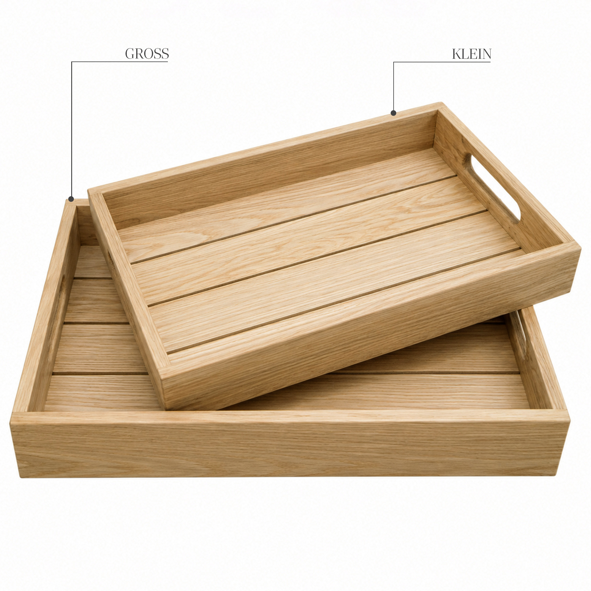 Eichentablett aus Massivholz kaufen | Serviertablett aus Eiche in zwei Größen 50x30x8cm