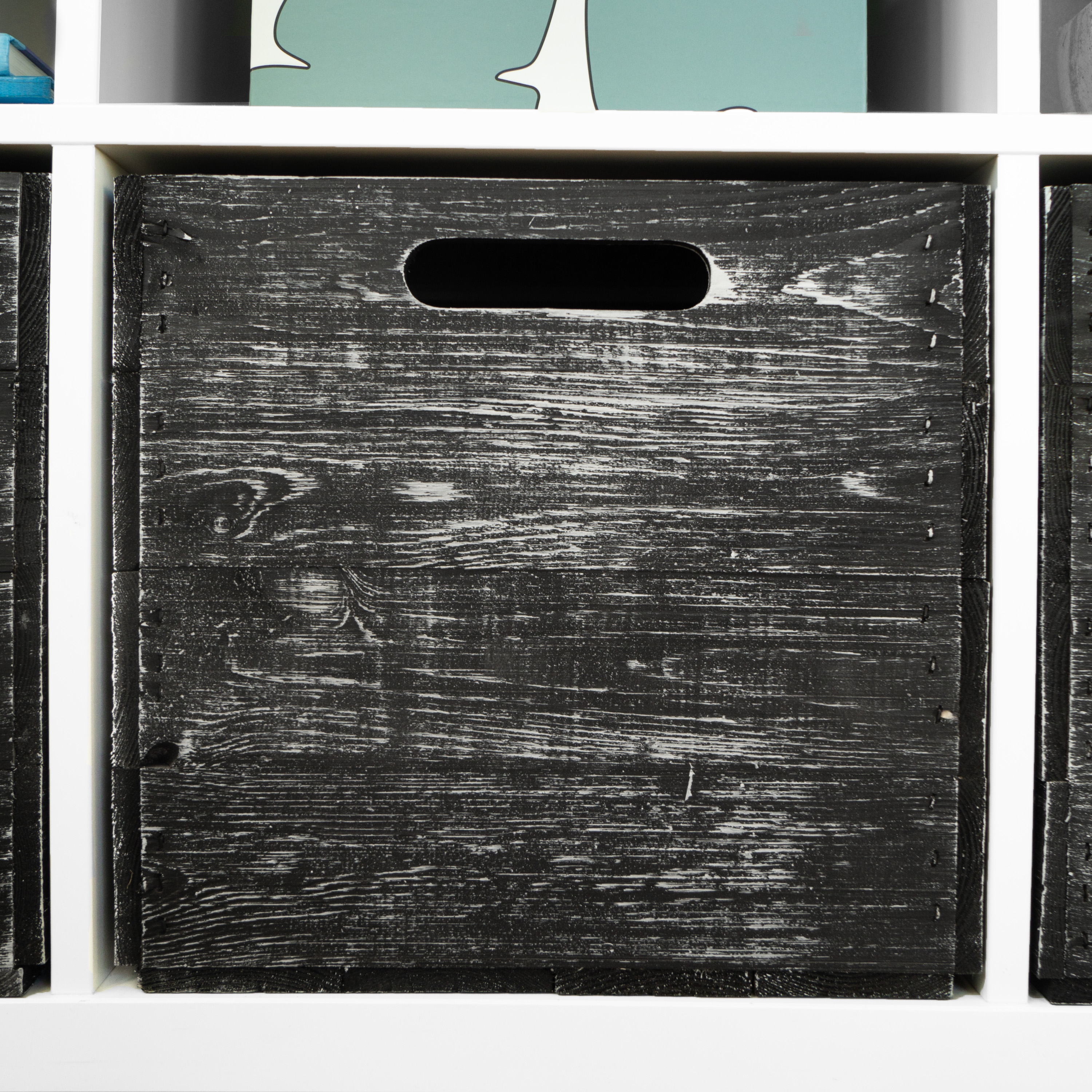 4er Set - Holzkiste "shabby schwarz" 33x37,5x32,5cm