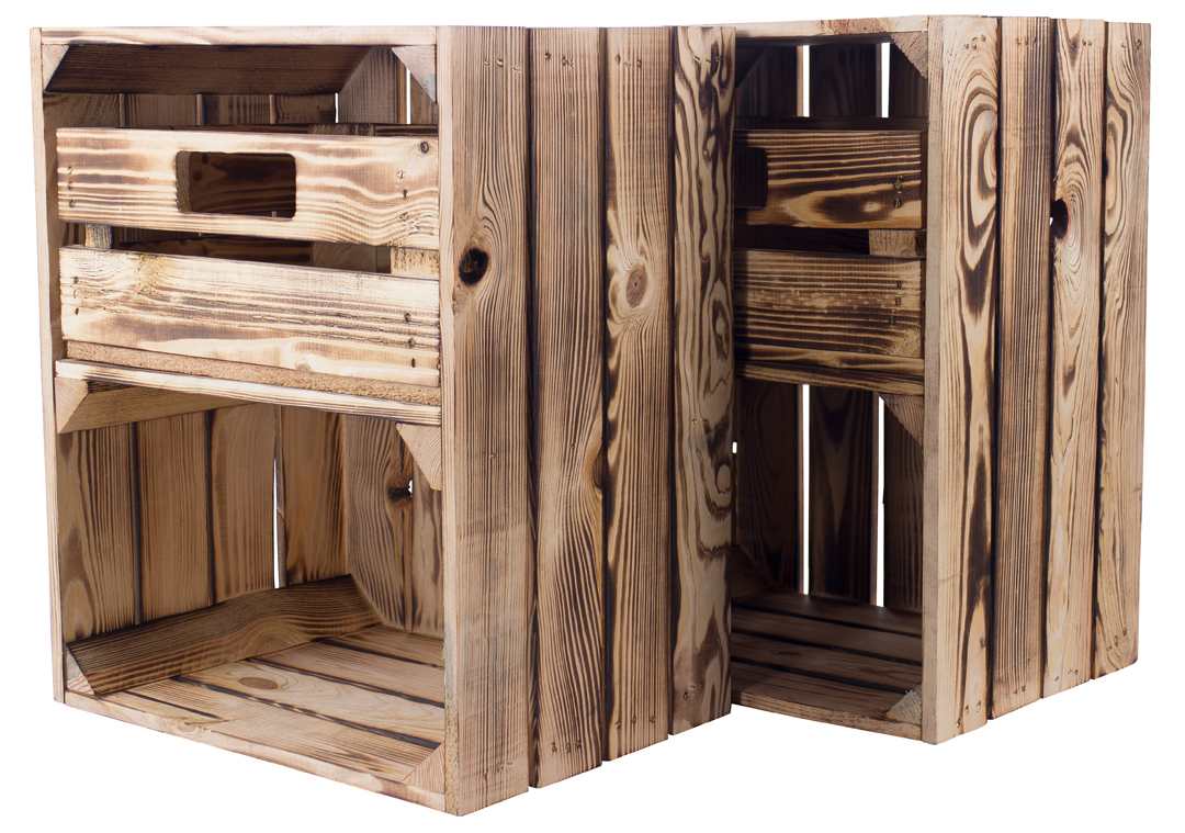 Geflammte Regalkiste -quer- mit Schublade 50x40x30cm