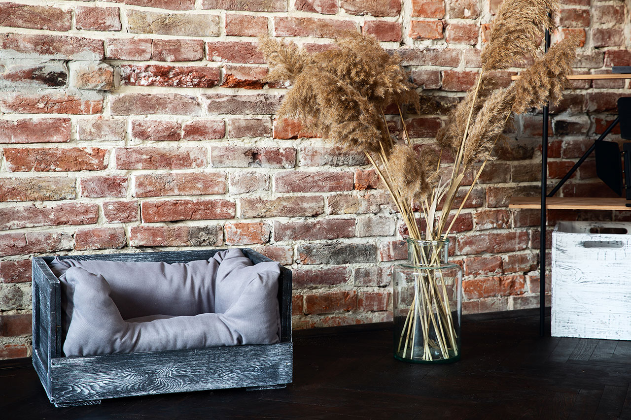 Kleines Katzenbett "Kitty" in schwarzem Holz mit Kissen 60x40x30cm Kleines Katzenbett "Kitty" in schwarzem Holz mit Kissen 60x40x30cm