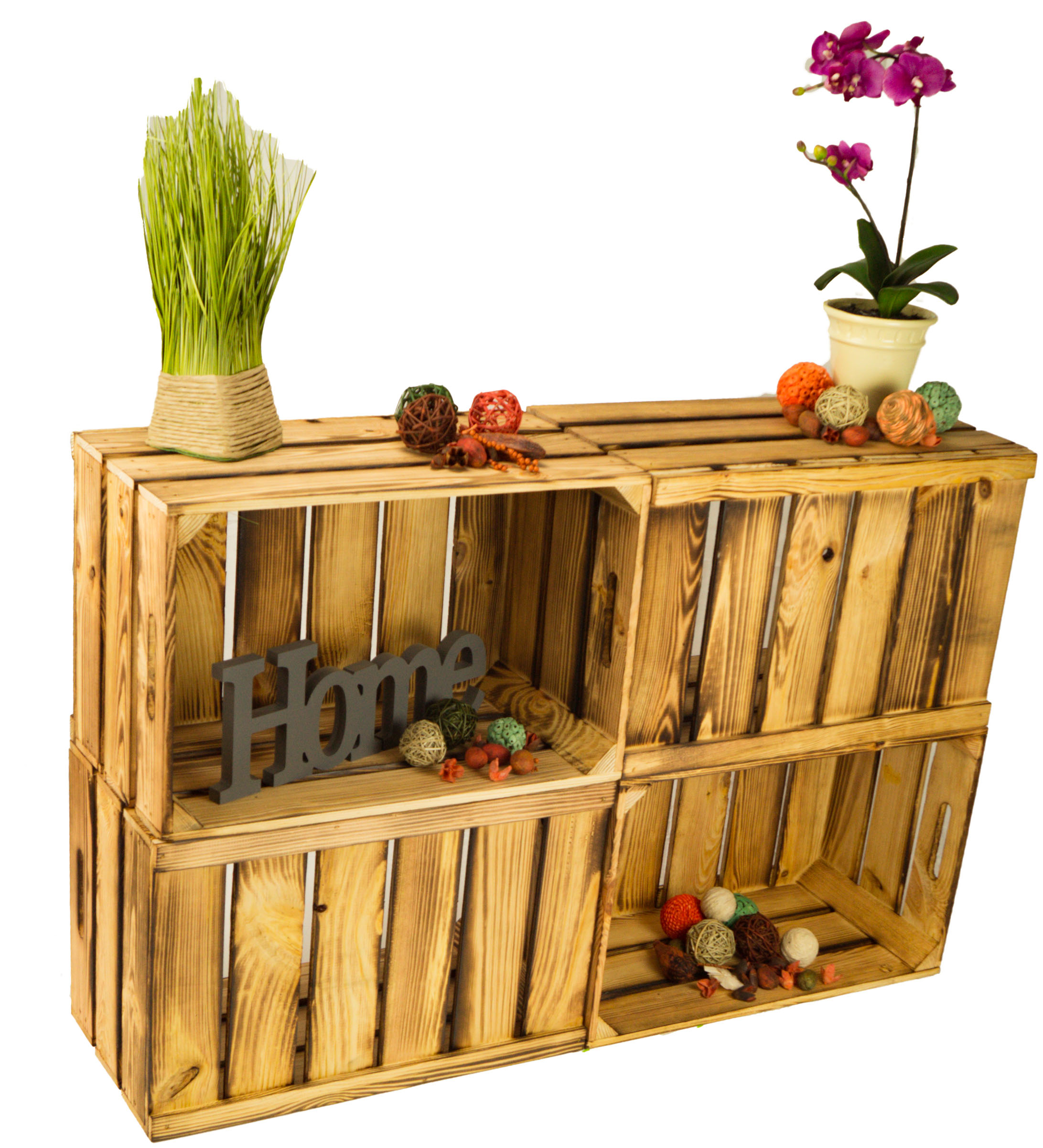 Holzkiste Elfriede geflammt 54x30x35cm Holzkiste Elfriede geflammt 54x30x35cm