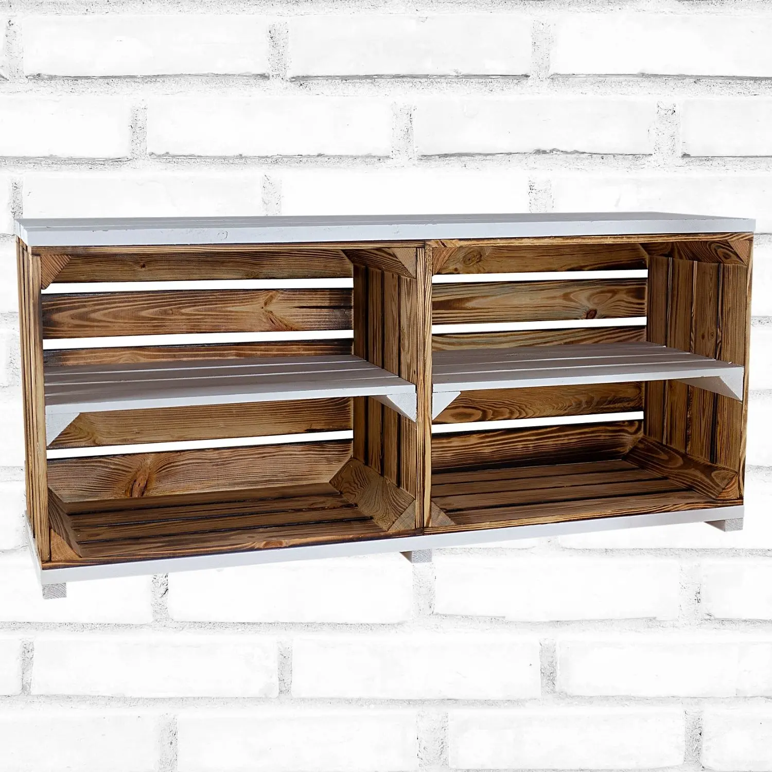 TV-Schrank aus Regalkisten auf Holzfüßen 100x30x50cm TV-Schrank aus Regalkisten auf Holzfüßen 100x30x50cm