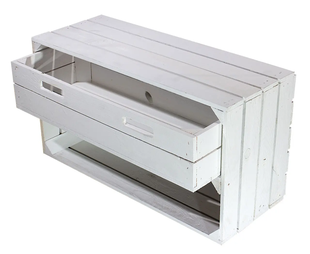 Breite weiße Kiste mit Schublade 68x40,5x31cm