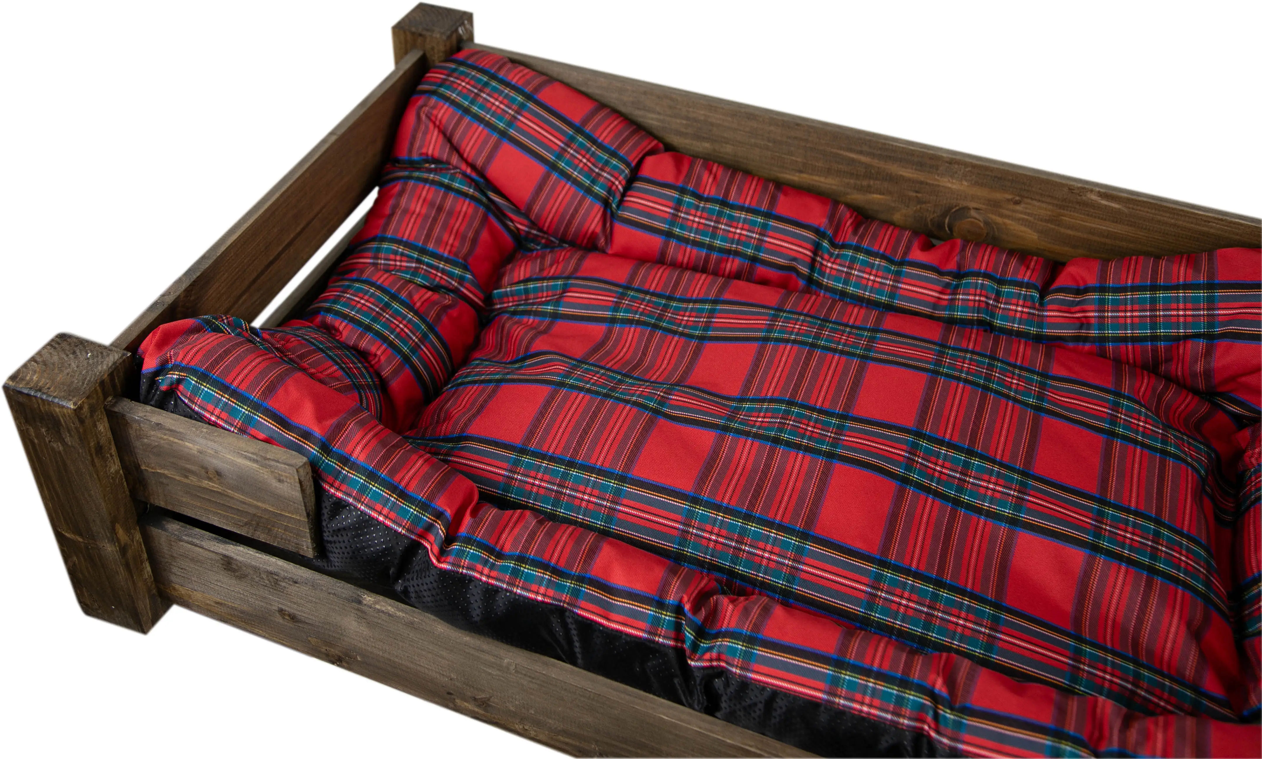 Hundebett Winston XXL Palisander mit Füßen mit Kissen rot 100x60x25cm