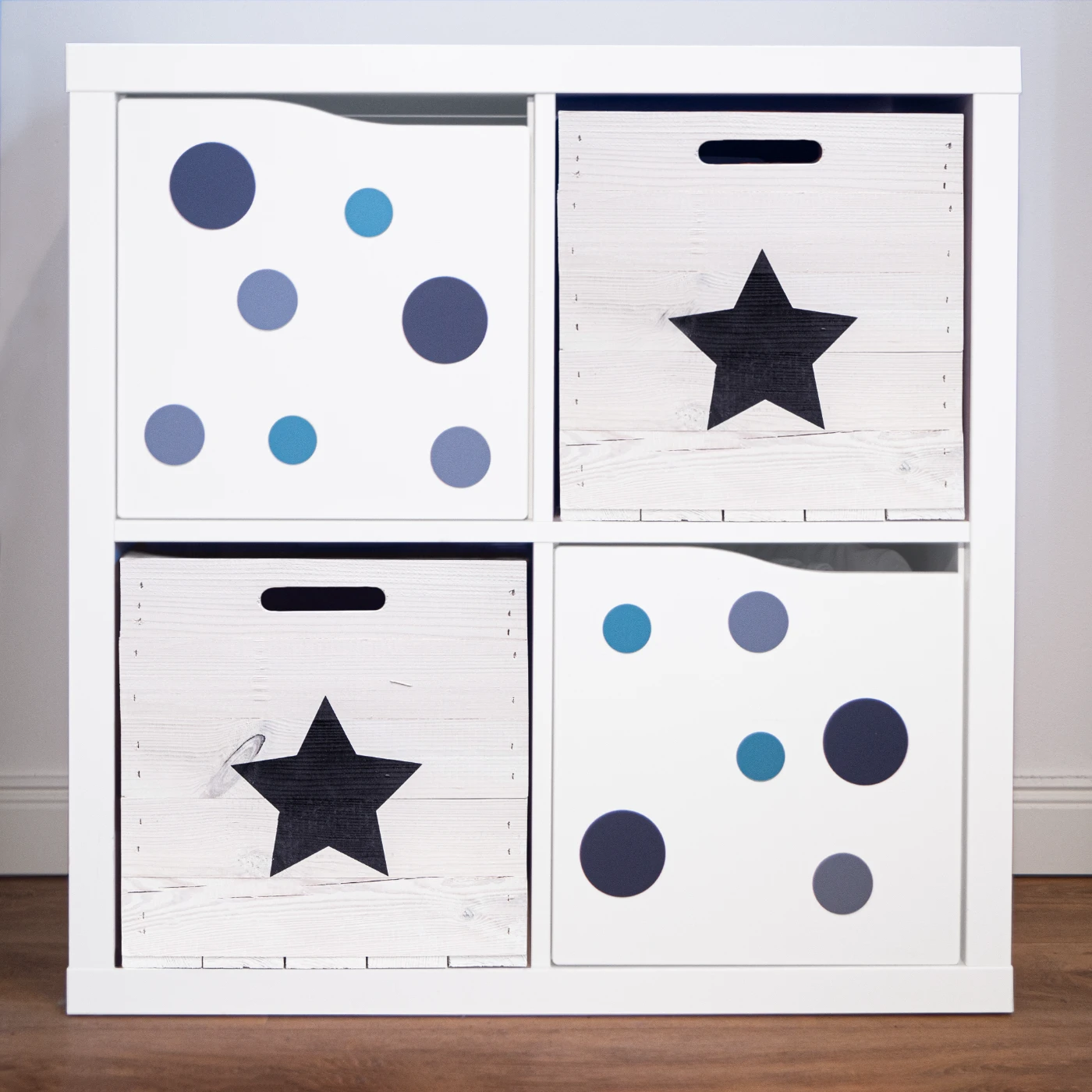 Aufbewahrungskiste Kallax weiß Stern schwarz passend für Kallax und Expeditregale Regaleinsatz