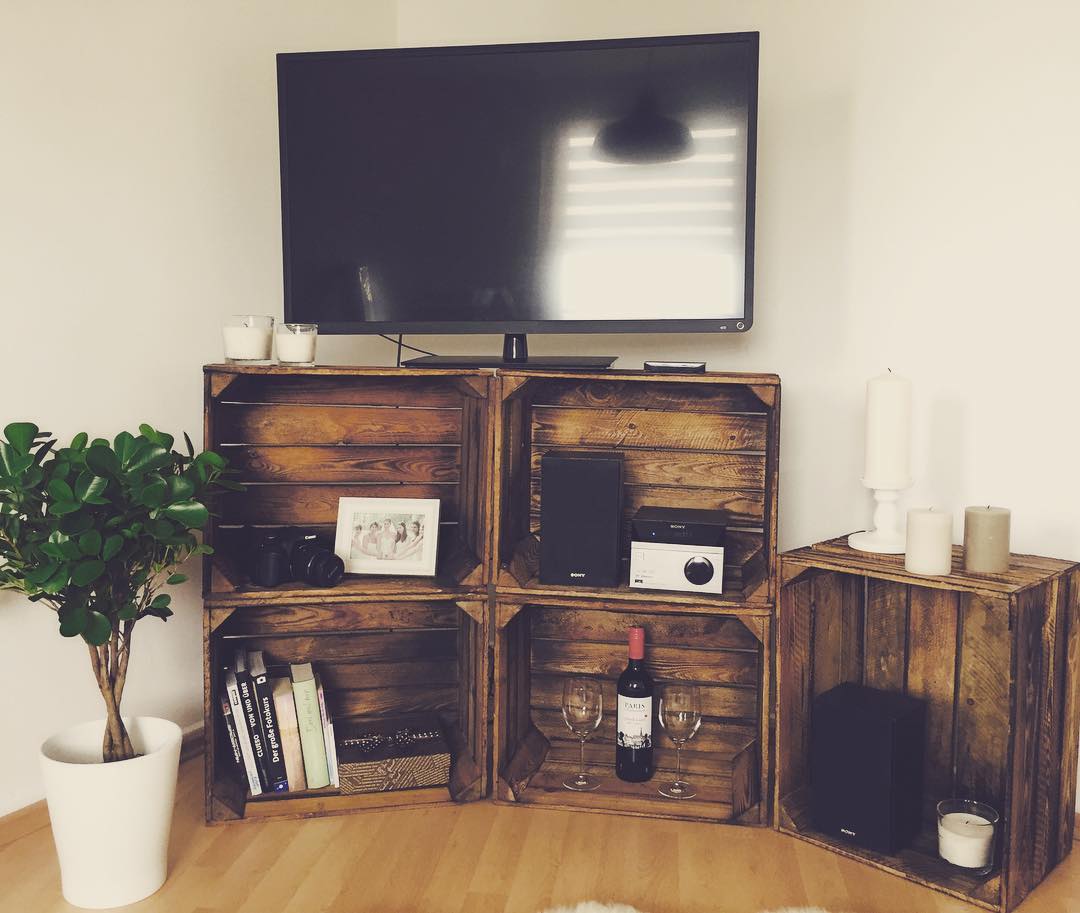 Neue geflammte Apfelkiste im Vintage Design 50x40x30cm Obstkisten gebraucht & flambiert "ANKER" 50x40x30cm