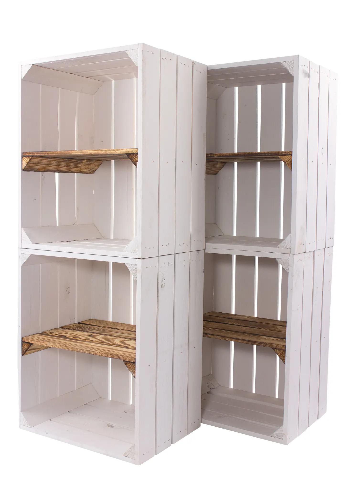 Weiße Holzkiste mit geflammtem Mittelbrett -quer- 50x40x30cm