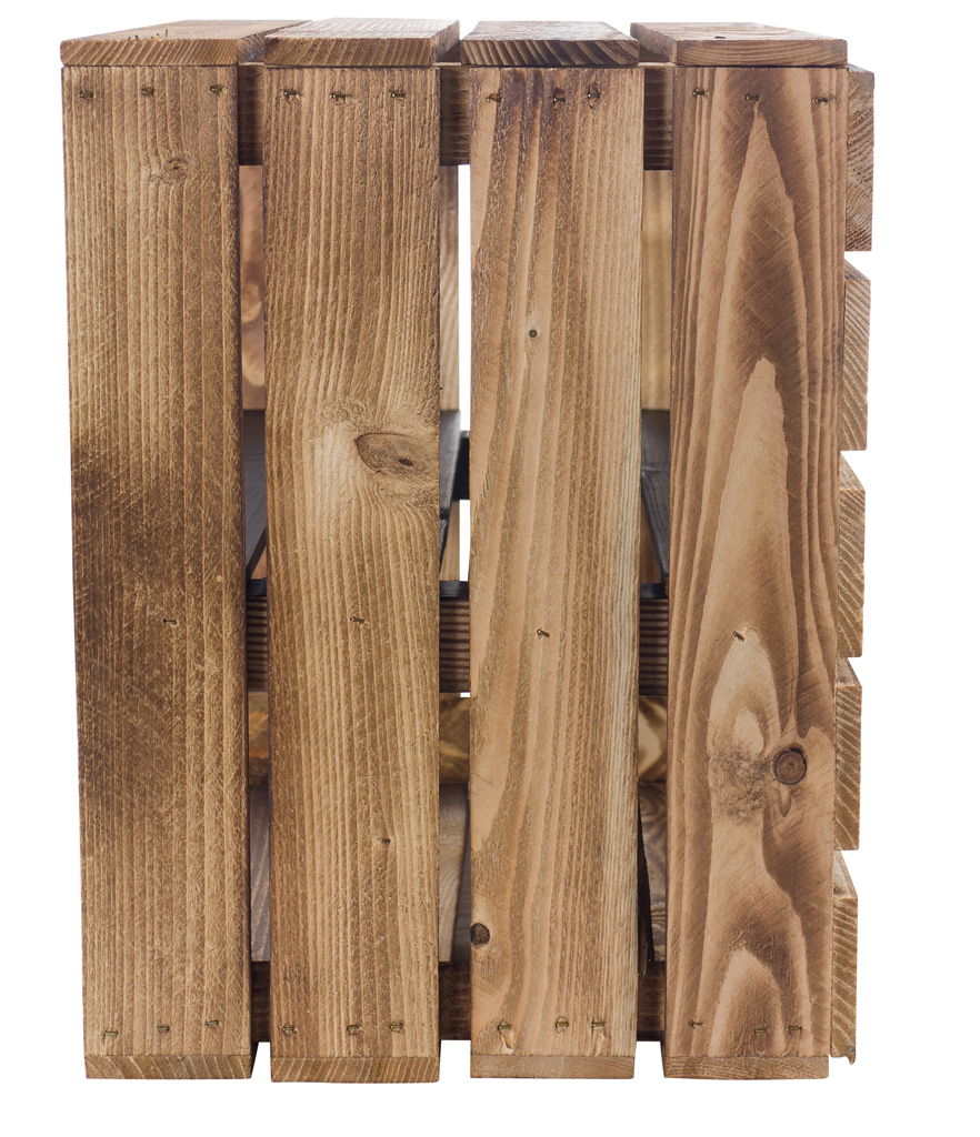 Geflammte Holzkiste mit schwarzem Mittelbrett 50x40x30cm