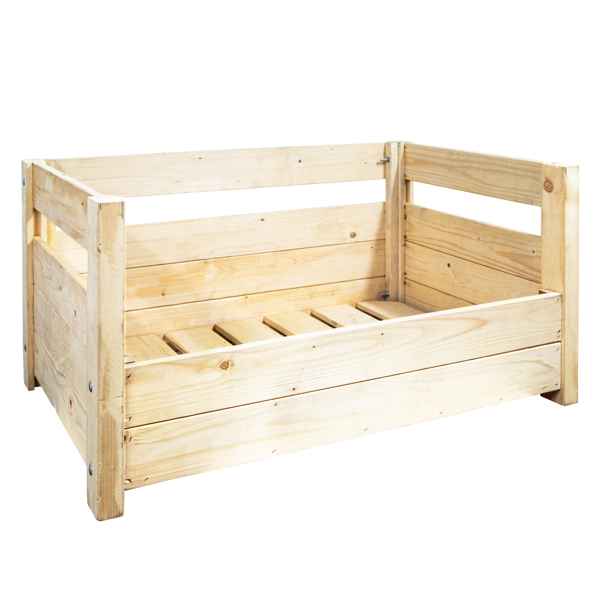 Hundebett Charly – Massivholz in Natur, Braun oder Geflammt 90x57x45cm Natur ohne Kissen