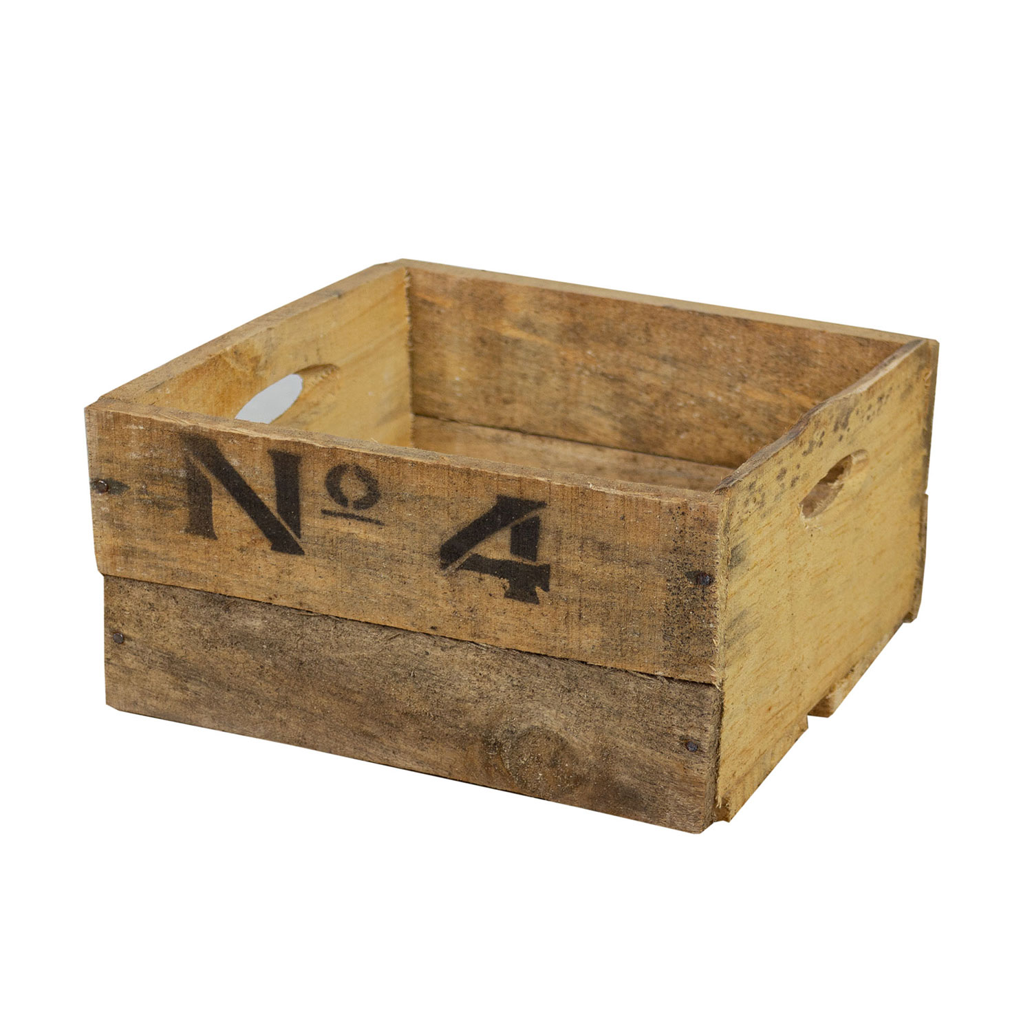Alte Holzkiste mit Aufdruck No4 23x21x12cm (M)