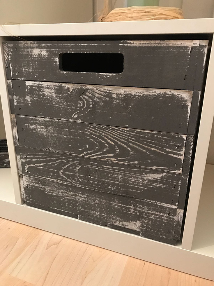 4 Stk. Holzkiste "Shabby Schwarz" für Kallax Regale 33x37,5x32,5cm