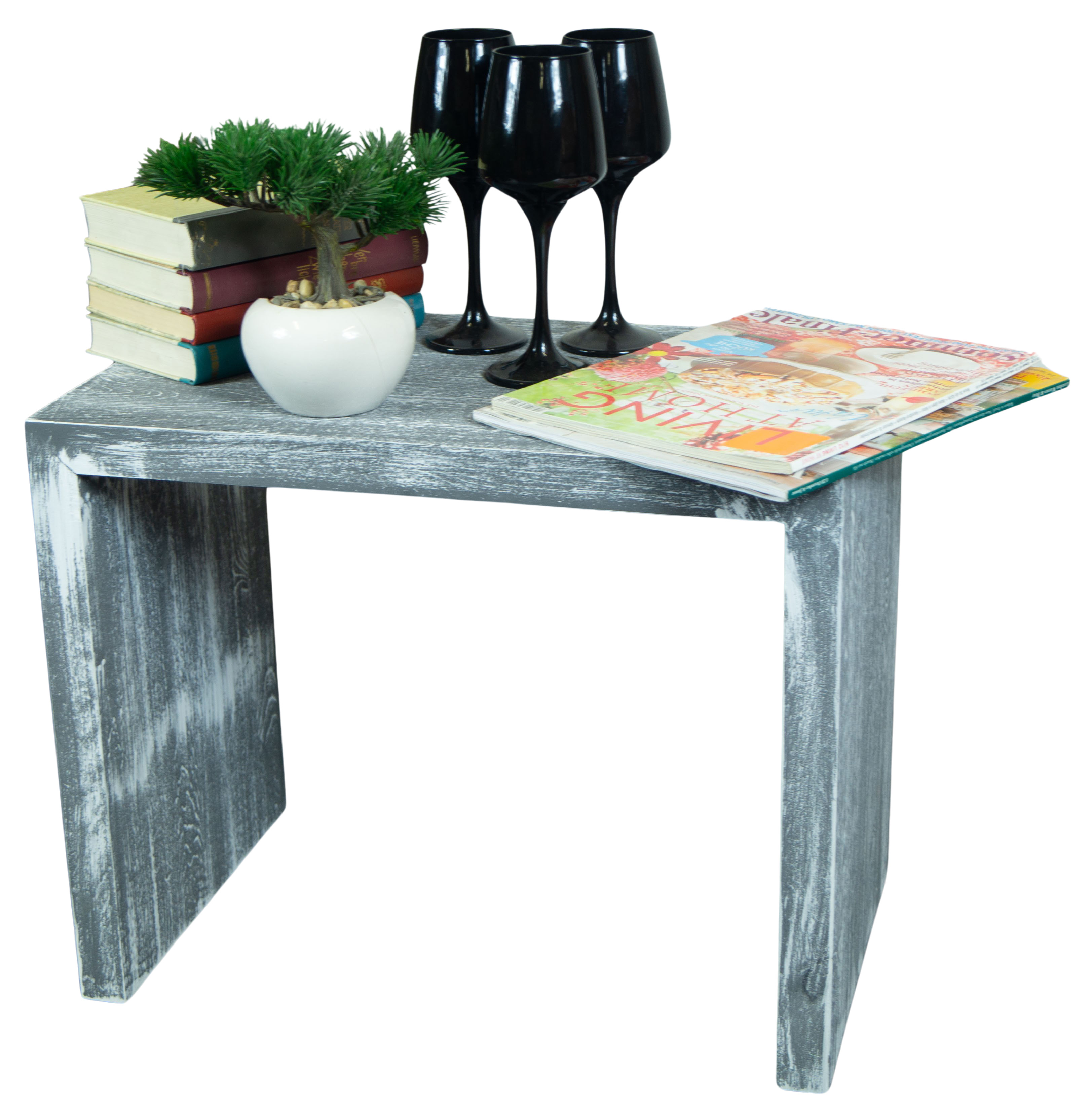Beistelltisch 50x40x40cm Sitzhocker in shabby schwarz Beistelltisch 50x40x40cm Sitzhocker in shabby schwarz