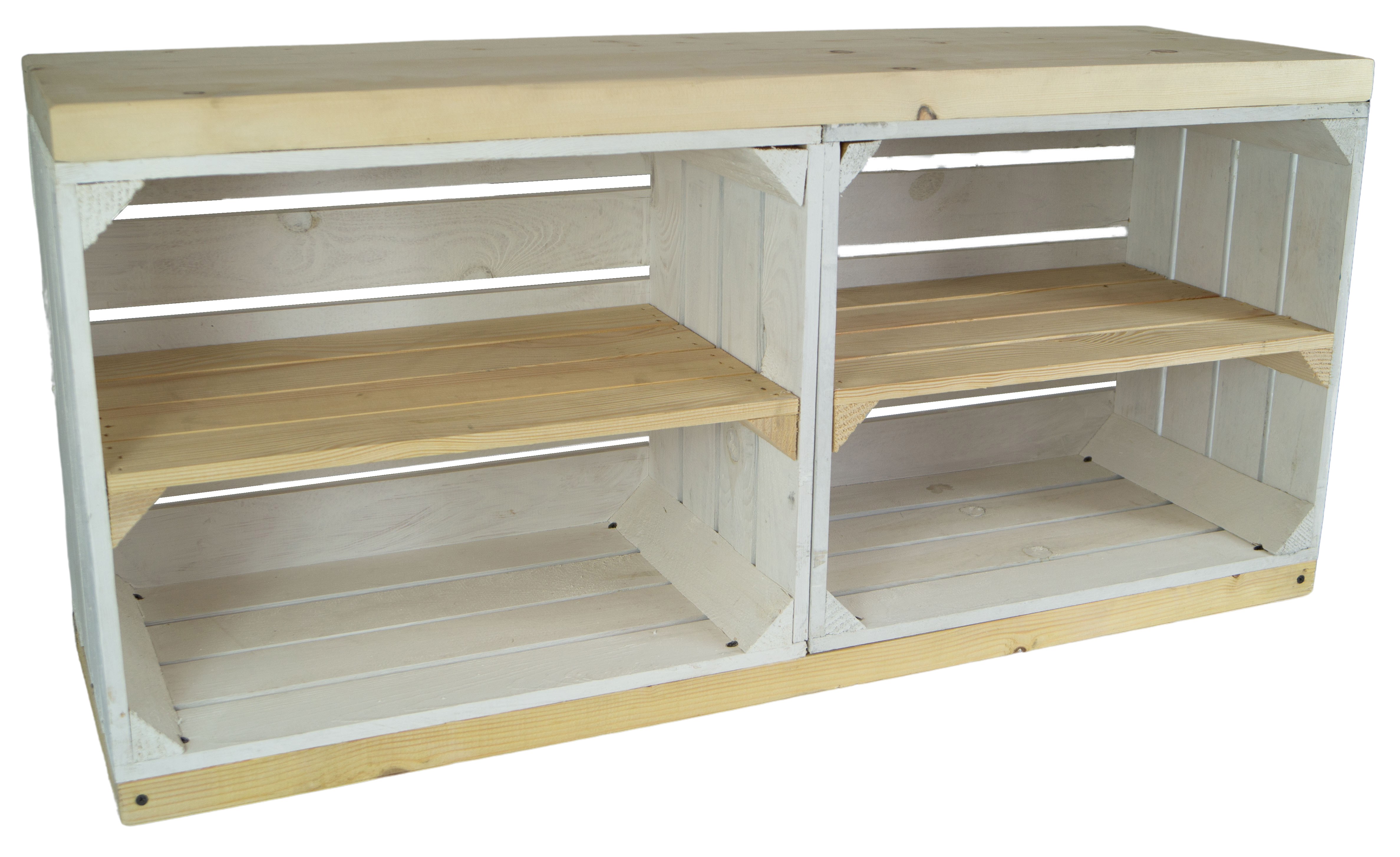 TV-Schrank aus Regalkisten in weiß auf Rollen 100x30x50cm