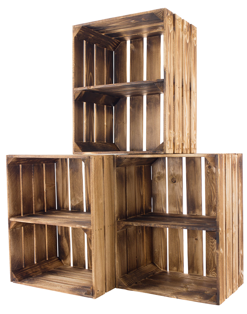 Geflammte Kiste für Schuh-und Bücherregal "quer" 50x40x30cm Geflammte Kiste für Schuh-und Bücherregal "quer" 50x40x30cm