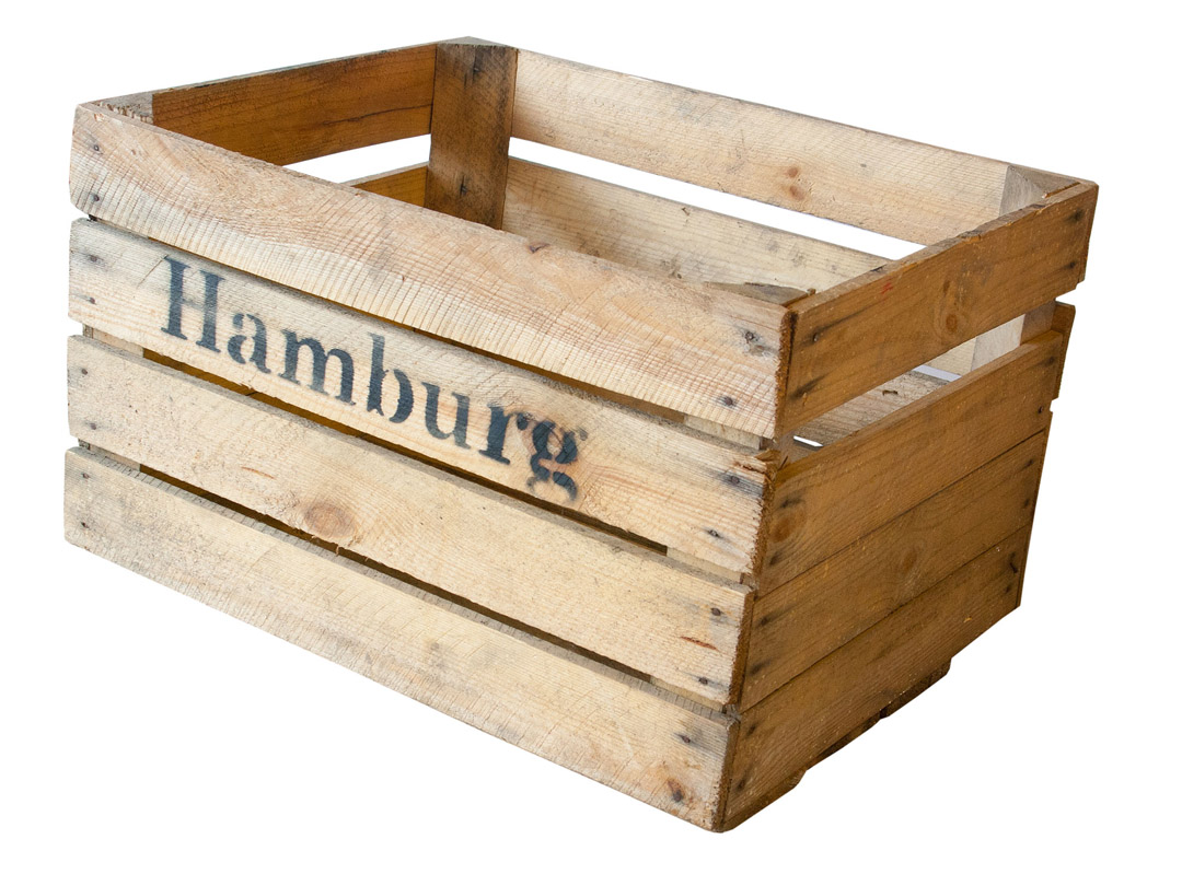 12x Apfelkiste mit Aufdruck "Hamburg" 50x40x30cm