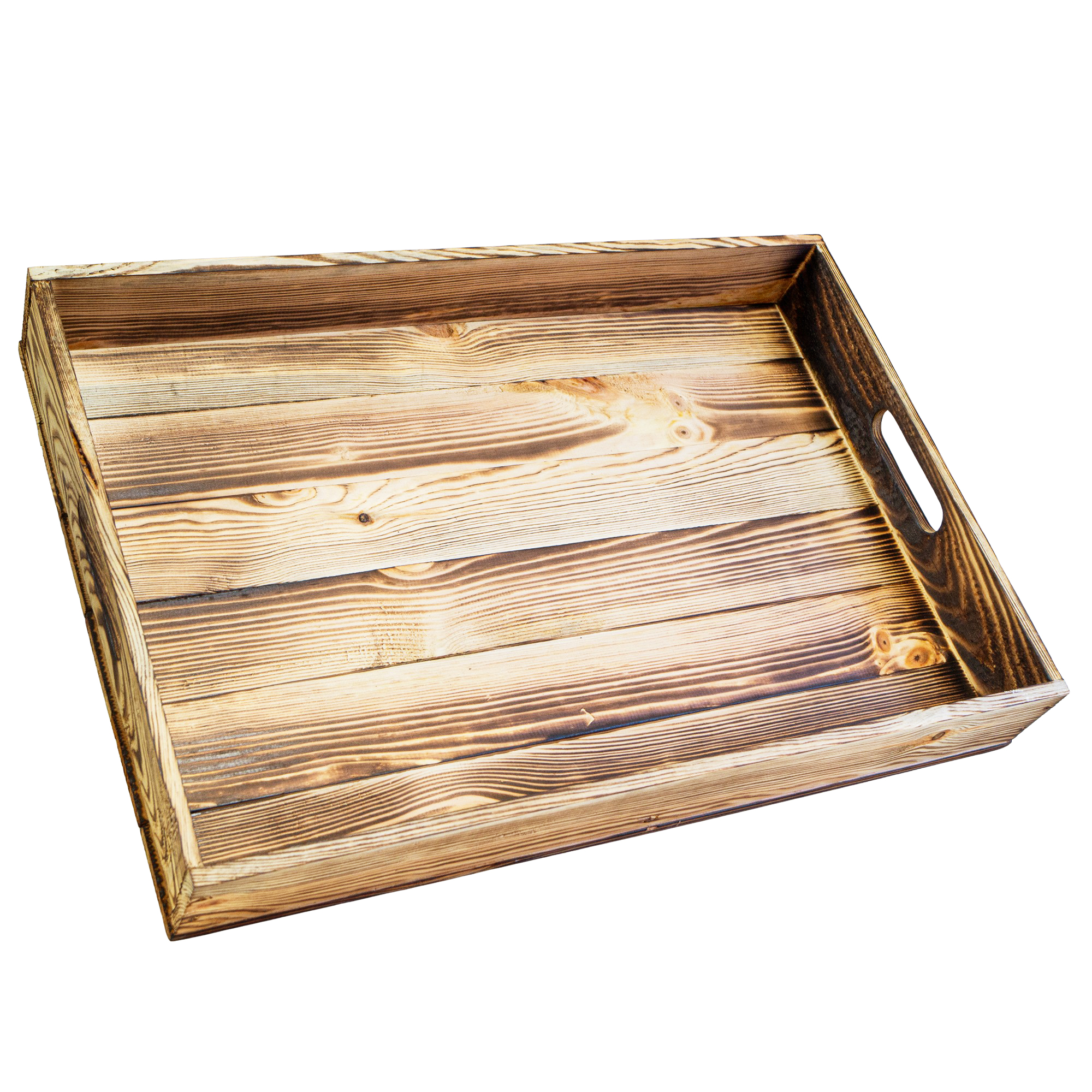 Serviertablett in geflammt 60x40x8cm Holztablett Frühstückstablet Bartablett