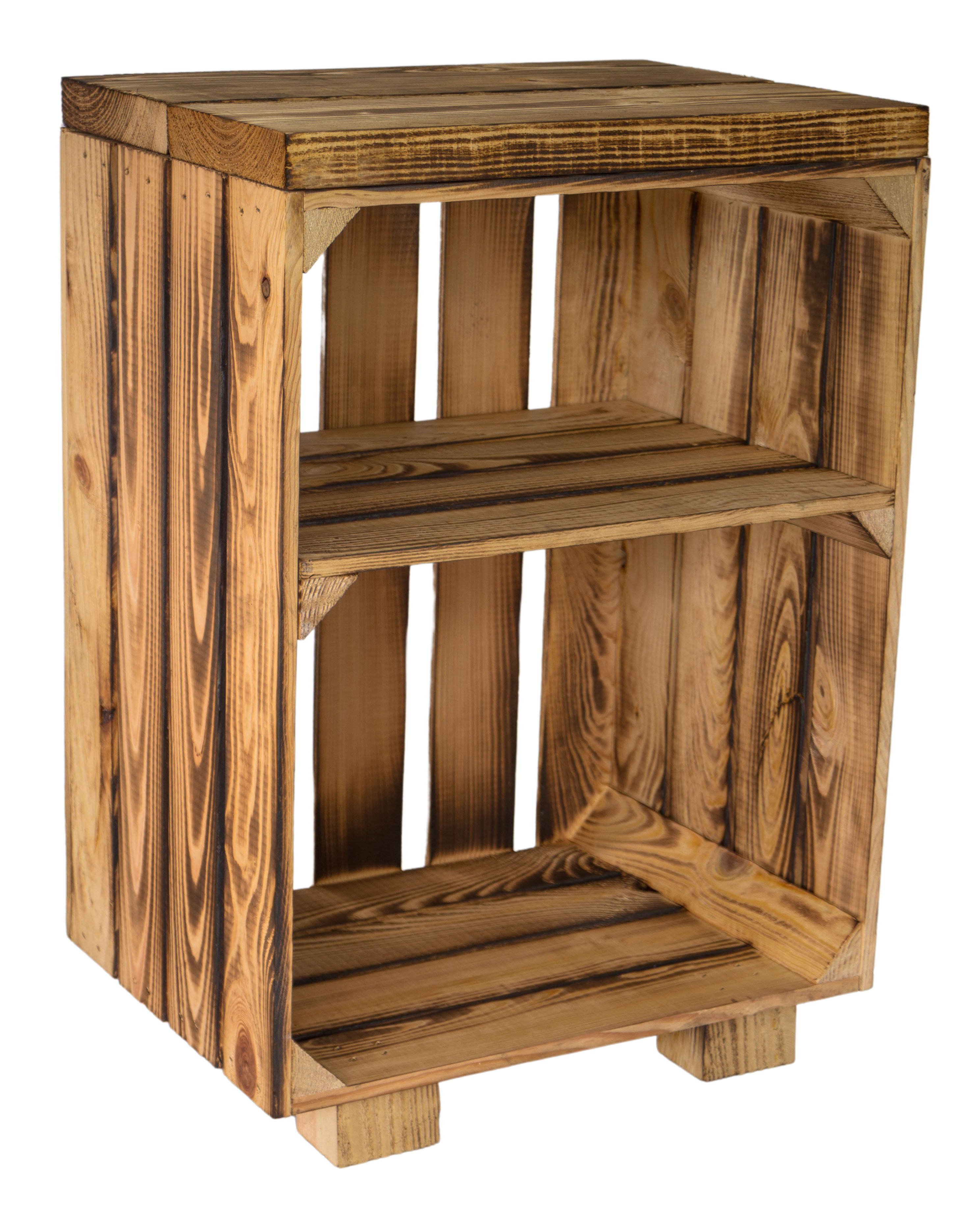 Nachttisch geflammt mit geflammten Holzplanken Nachttisch geflammt mit geflammten Holzplanken