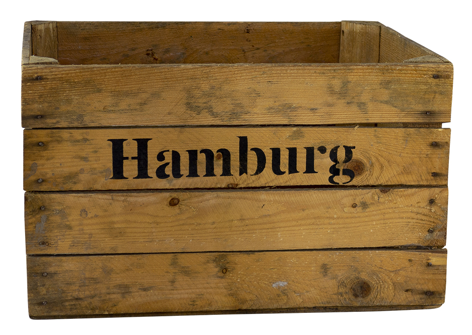 Apfelkiste mit Aufdruck "Hamburg" 50x40x30cm