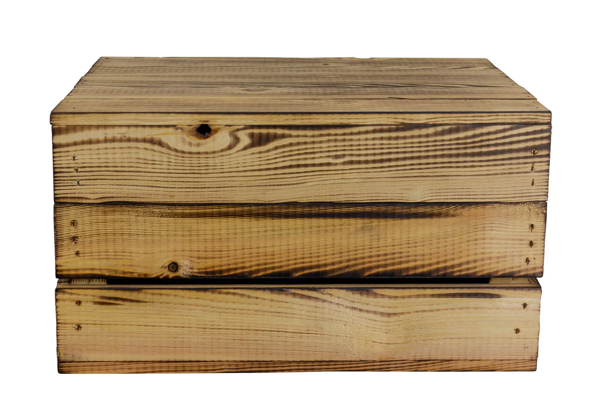 Geflammte Holztruhe als Geschenkbox oder Erinnerungskiste M 40x32x22cm