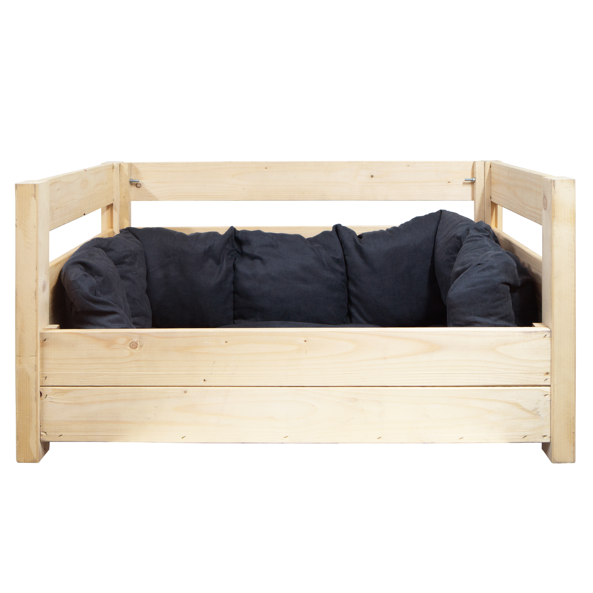 Hundebett Charly – Massivholz in Natur, Braun oder Geflammt 90x57x45cm Natur ohne Kissen