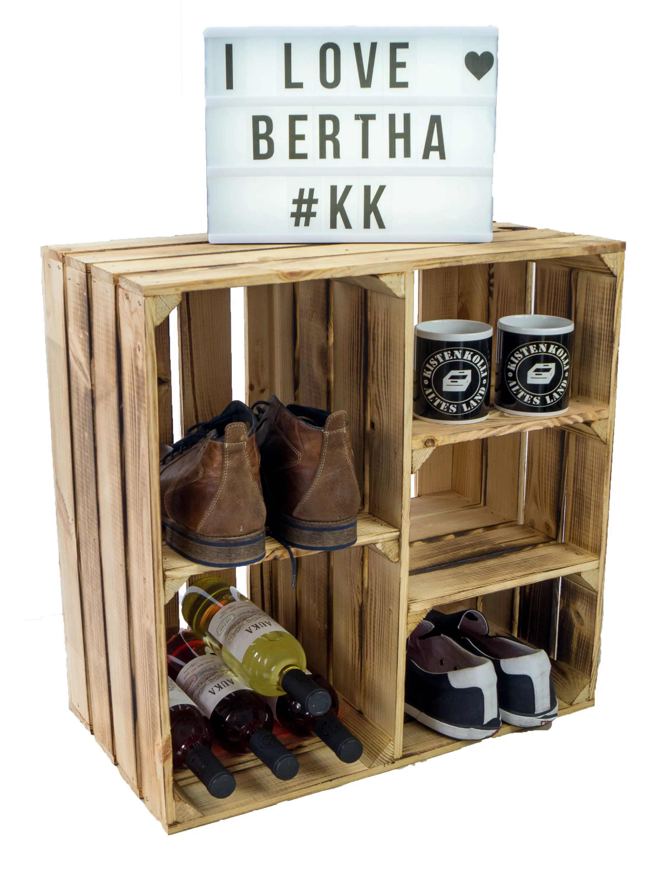 Großes Obstkisten Regal Bertha geflammt 55x55x30cm Großes Obstkisten Regal Bertha geflammt 55x55x30cm