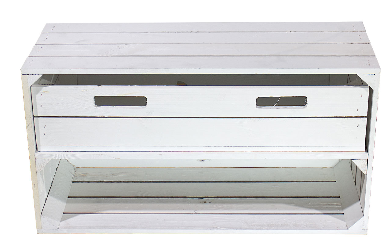 Breite weiße Kiste mit Schublade 68x40,5x31cm