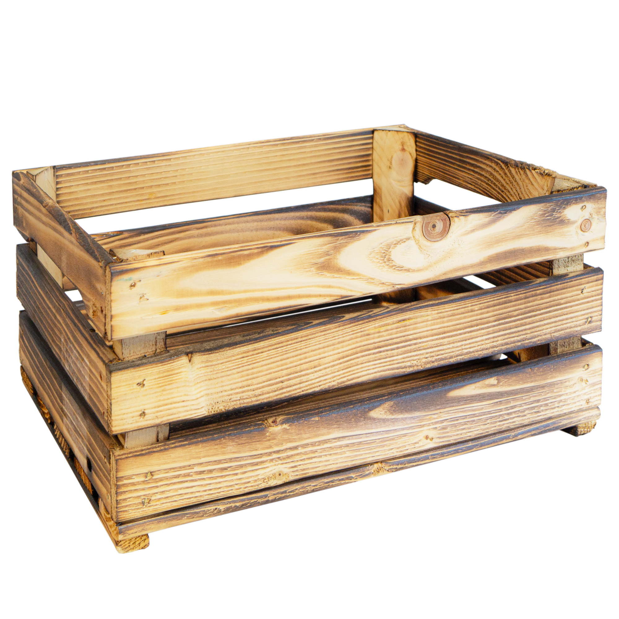 Holzkiste LASSE – Dekorative Aufbewahrungs- und Regalkiste aus Holz in Natur oder geflammt, 40 × 30 × 20 cm Geflammt Holzkiste LASSE – Dekorative Aufbewahrungs- und Regalkiste aus Holz in Natur oder geflammt, 40 × 30 × 20 cm Geflammt