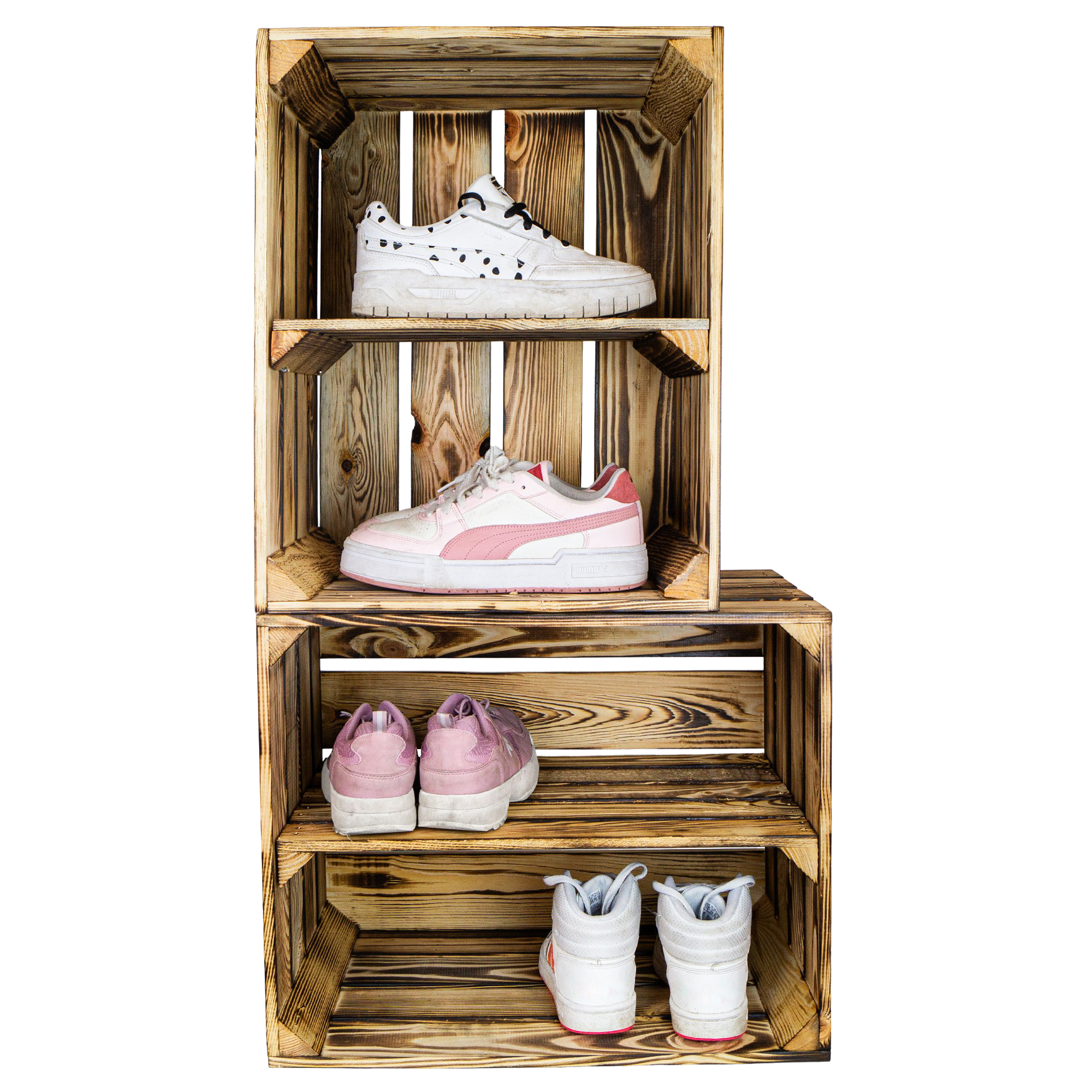 Geflammte Kiste für Schuh-und Bücherregal 50x40x30cm Geflammte Kiste für Schuh-und Bücherregal 50x40x30cm